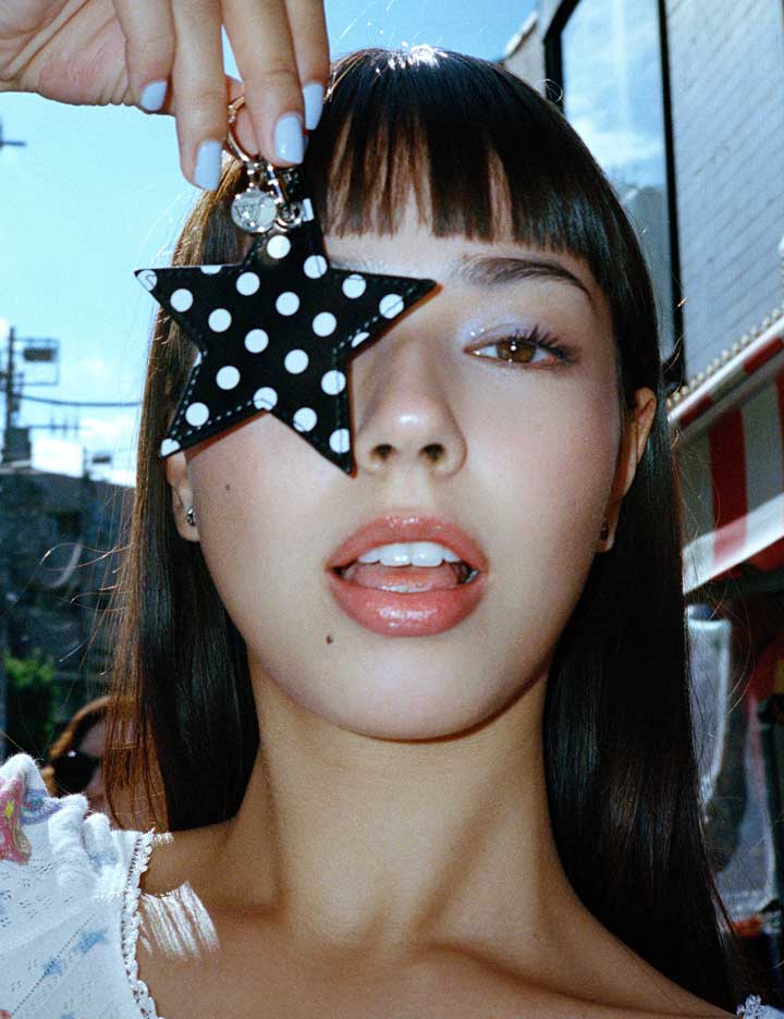 Polka Dot Star Charm | Black and White