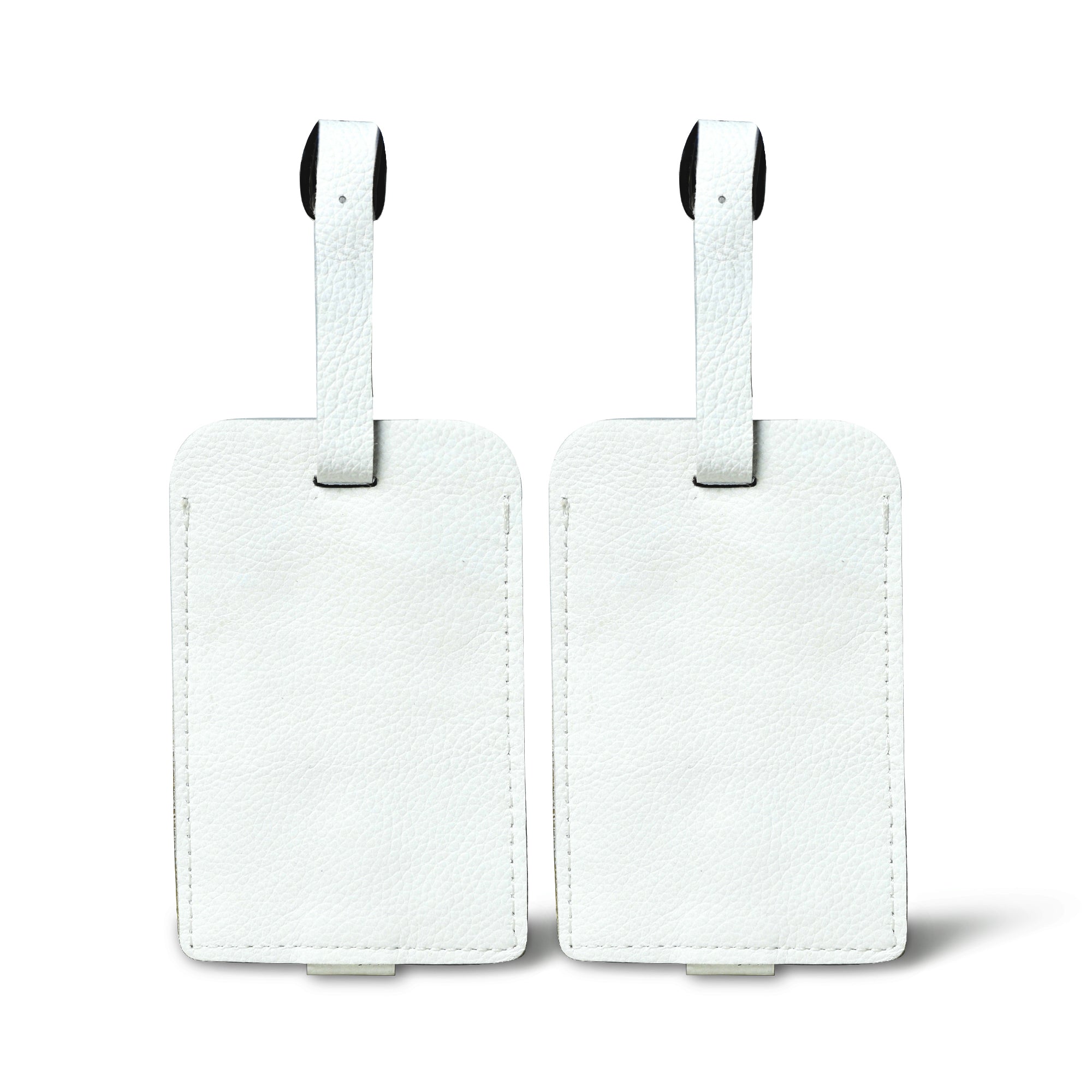 White Leather Luggage Tags Set