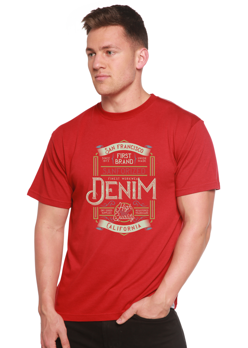 Denim California Men's Bamboo Viscose/Organic Cotton Short Sleeve Graphic T-Shirt