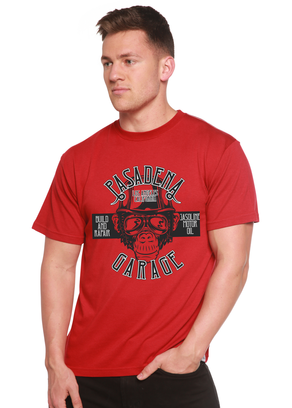 Pasadena Garage Men's Bamboo Viscose/Organic Cotton Short Sleeve Graphic T-Shirt
