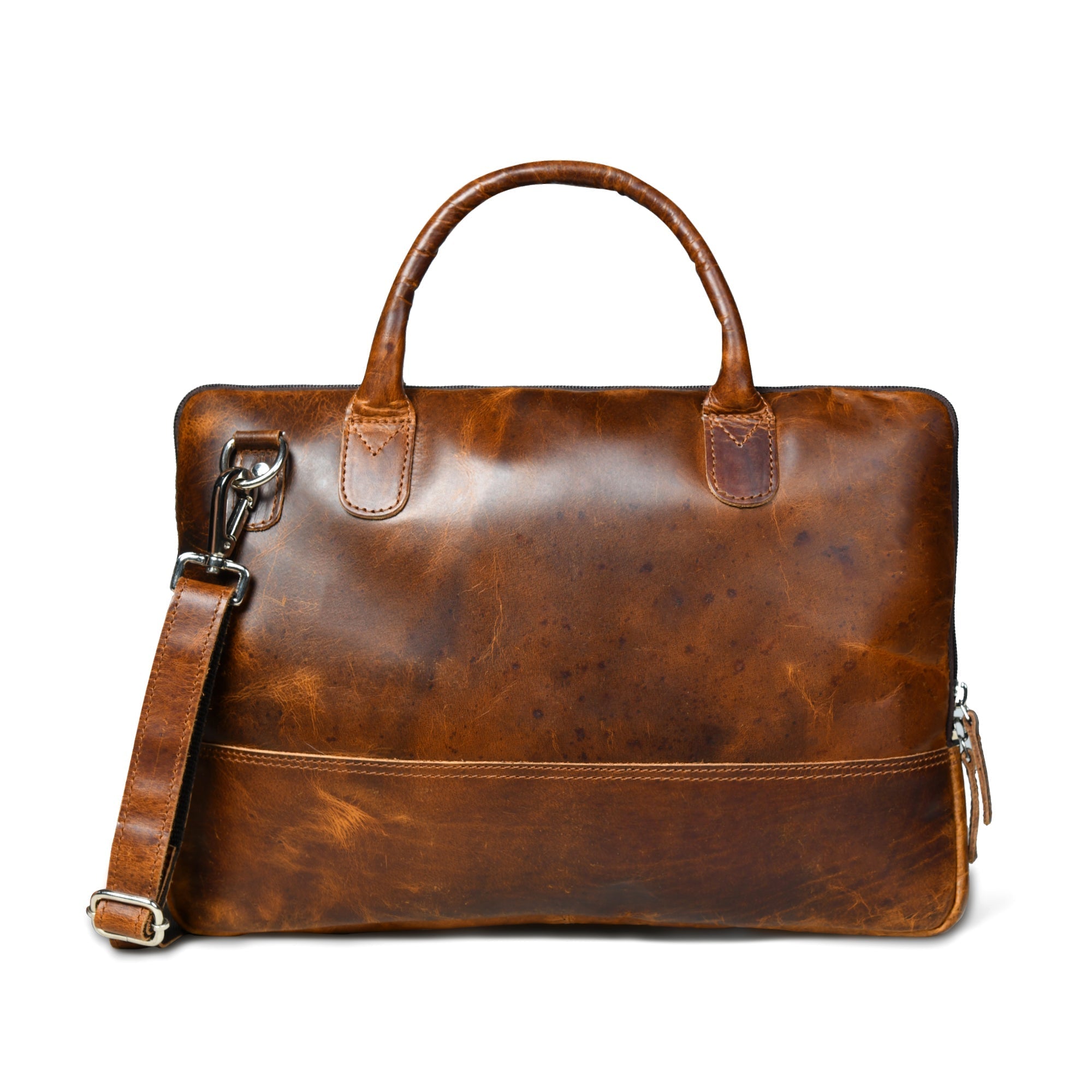 Modernist Leather Laptop Bag- Brown