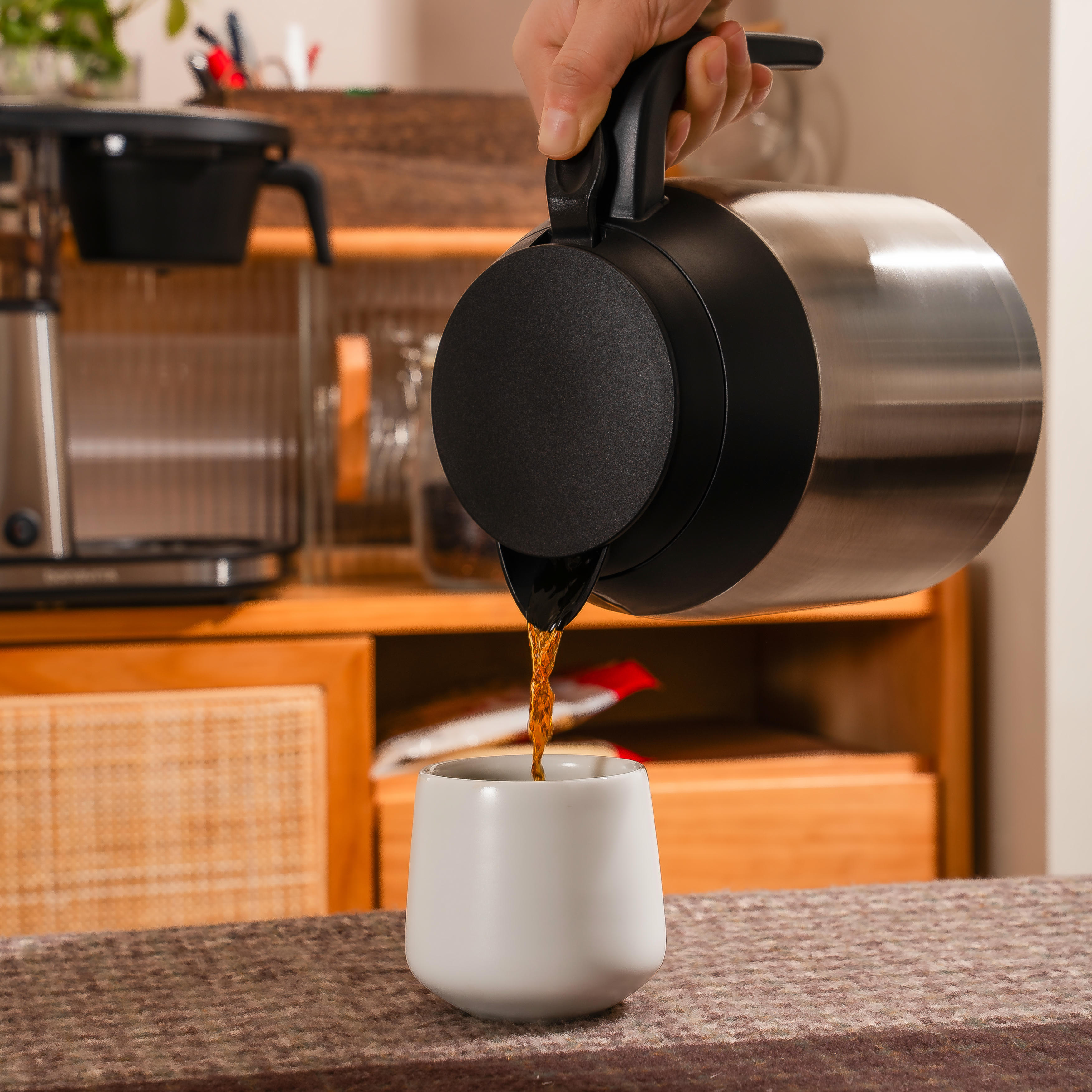 Connoisseur 8-Cup Drip Coffee Brewer One-Touch with Thermal Carafe and Hanging Basket - SCA Certified Home Brewer