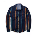 Mens Blanket Shirt In Marine Rainbow Stripe In Blue