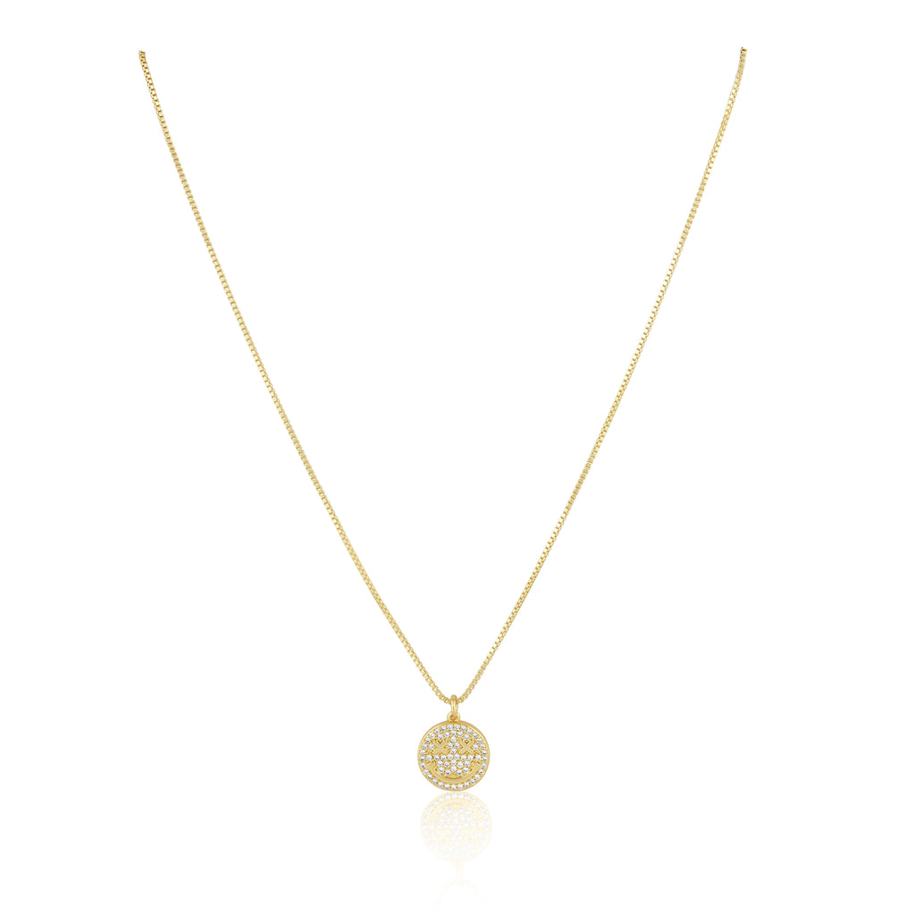 Smiley Pave Pendant Necklace