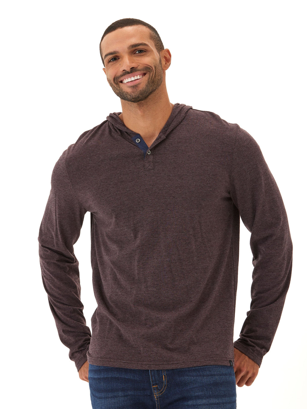 Black Fleck Triblend Henley Hoodie