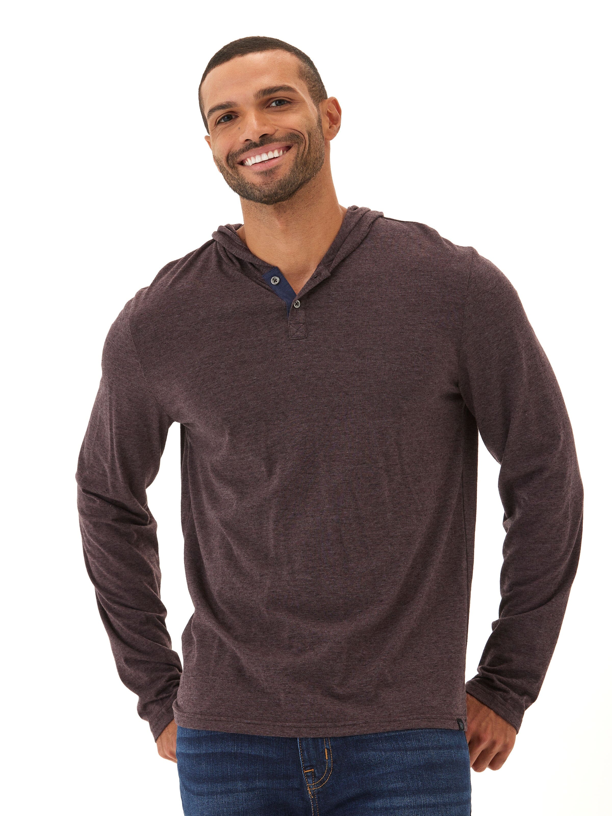 Black Fleck Triblend Henley Hoodie