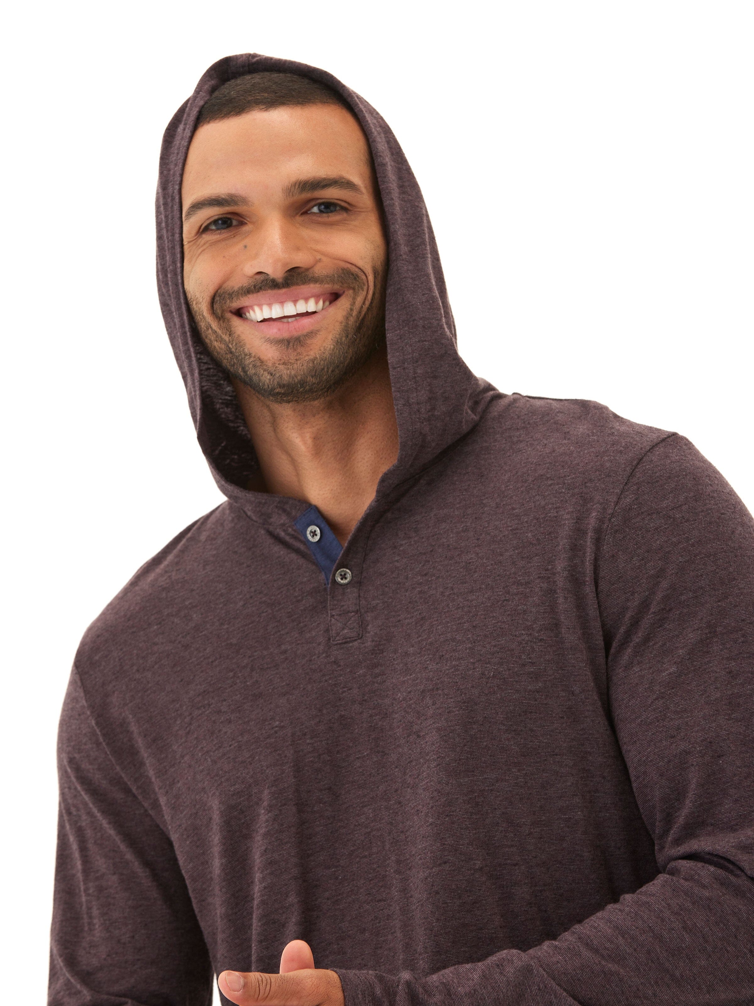 Black Fleck Triblend Henley Hoodie