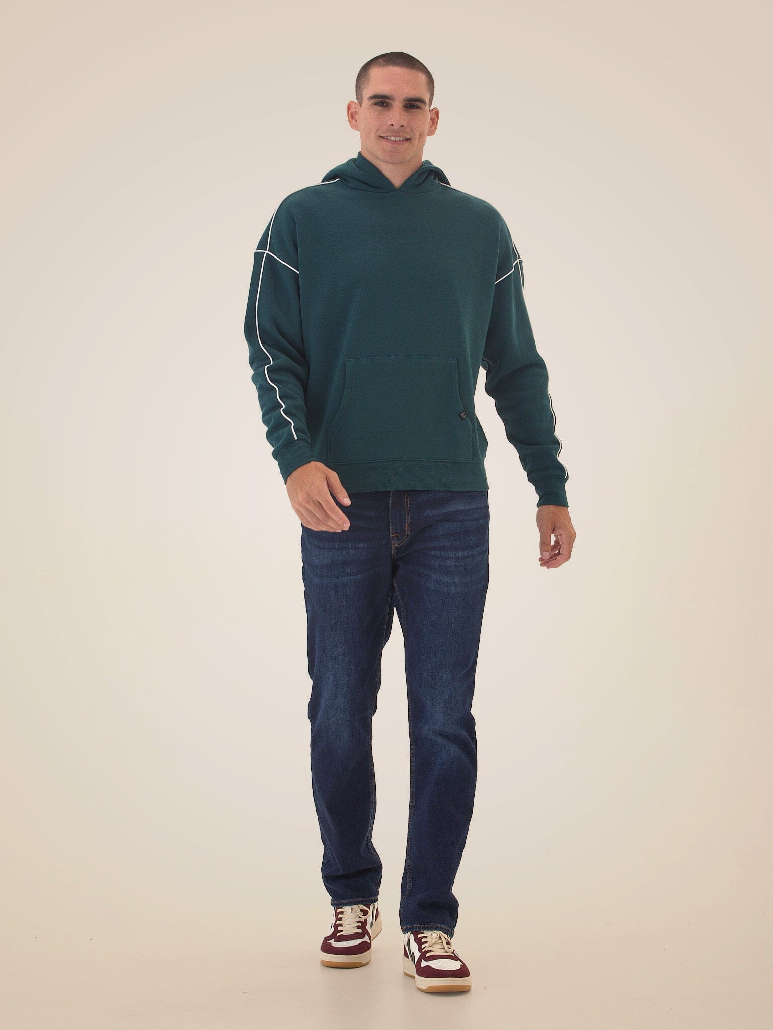 Marcel Triblend Fleece Contrast Piping Pullover Hoodie