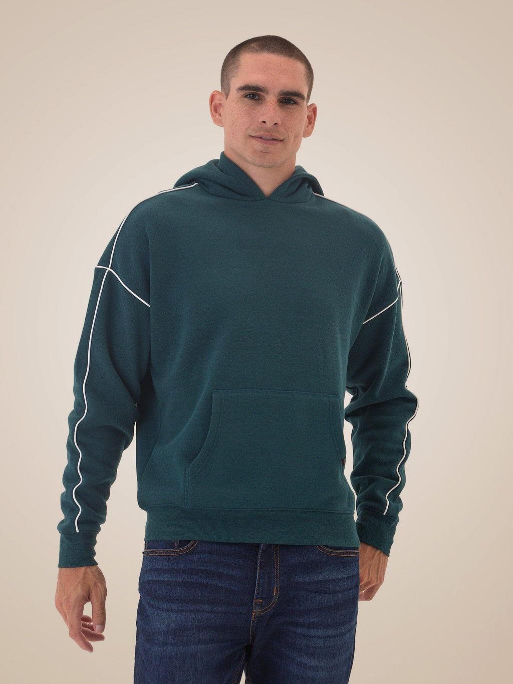Marcel Triblend Fleece Contrast Piping Pullover Hoodie