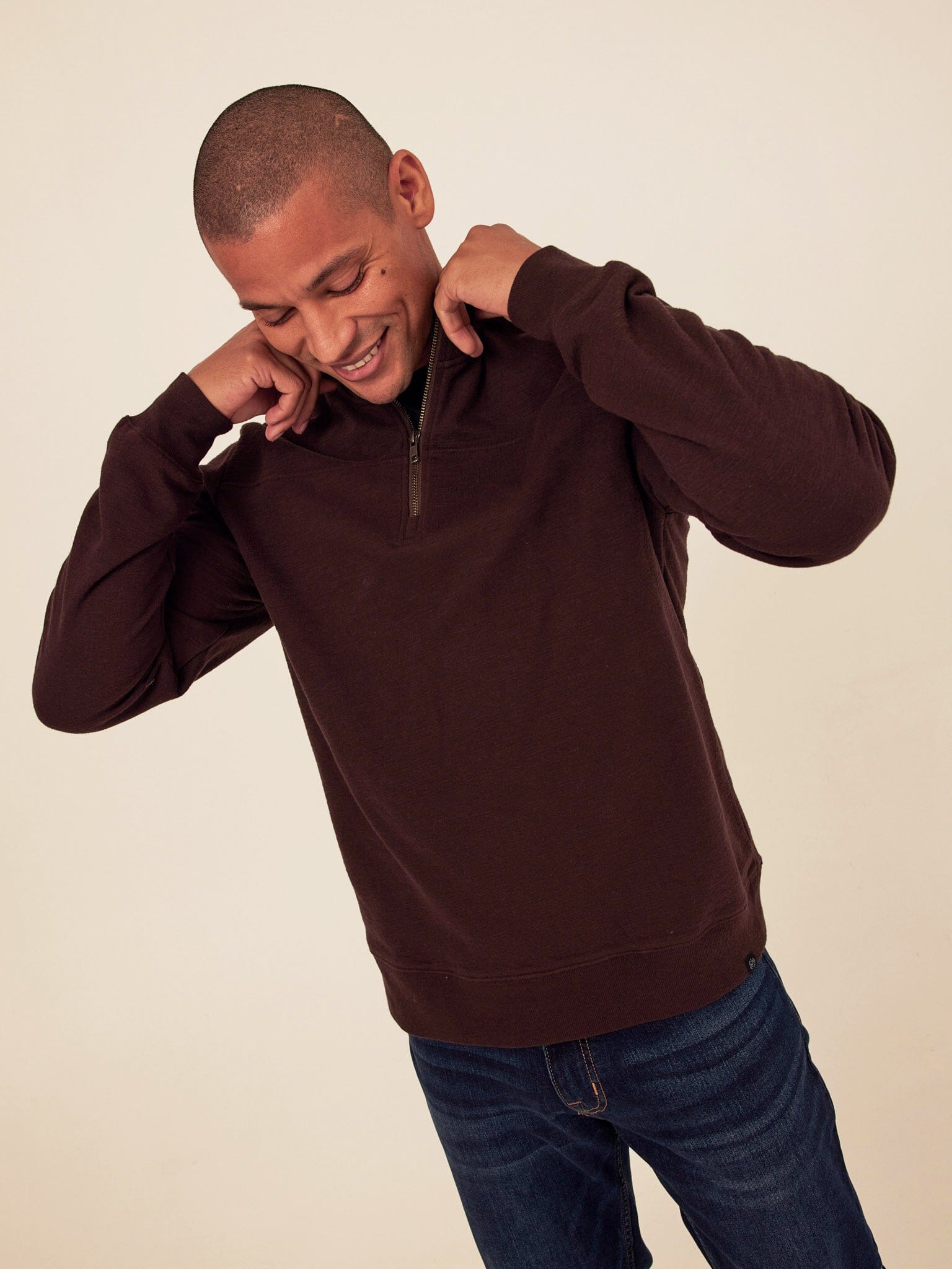 Christian Comfort Slub Terry Half Zip Pullover