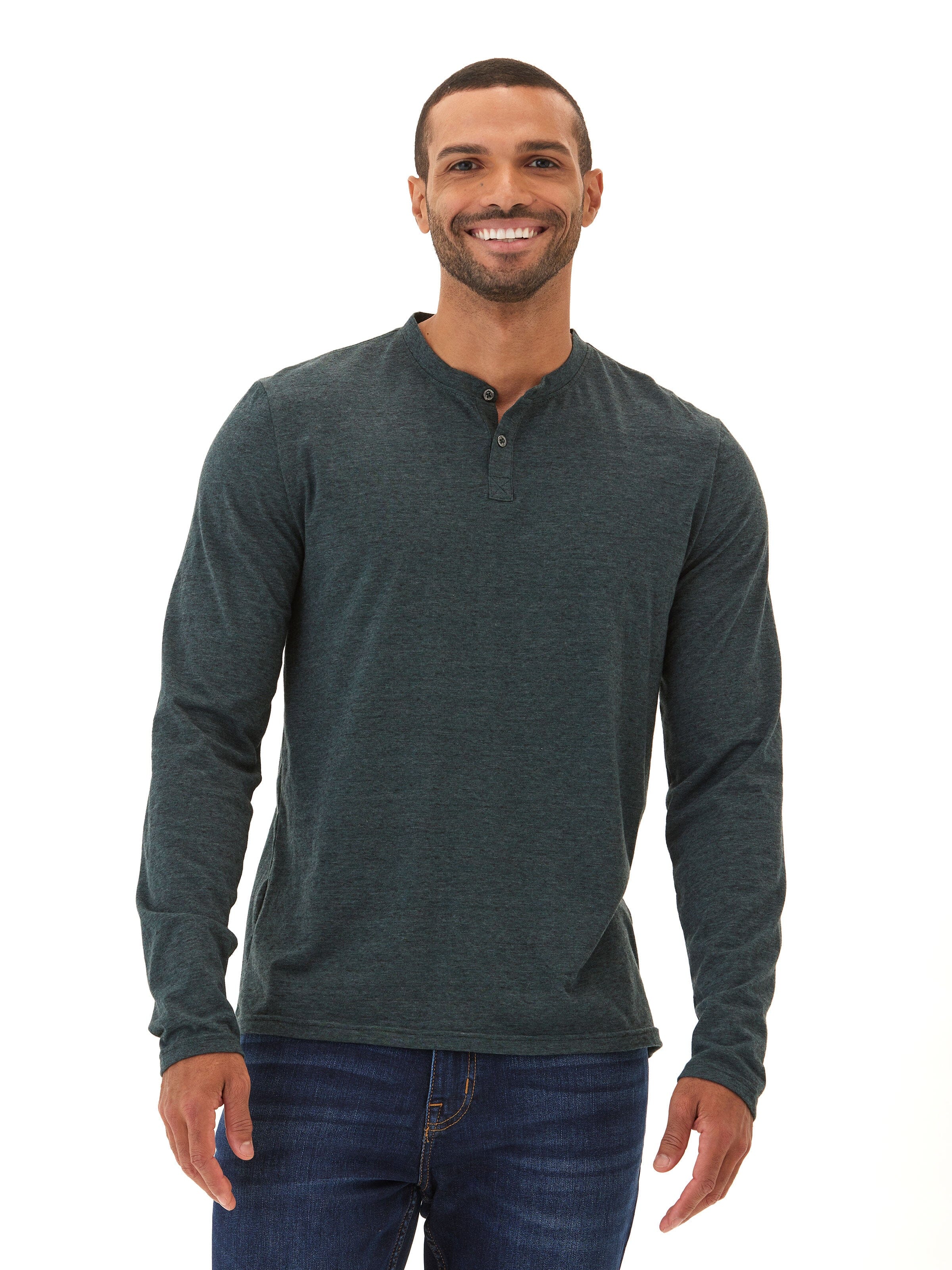 Braeden Black Fleck Long Sleeve Triblend Henley