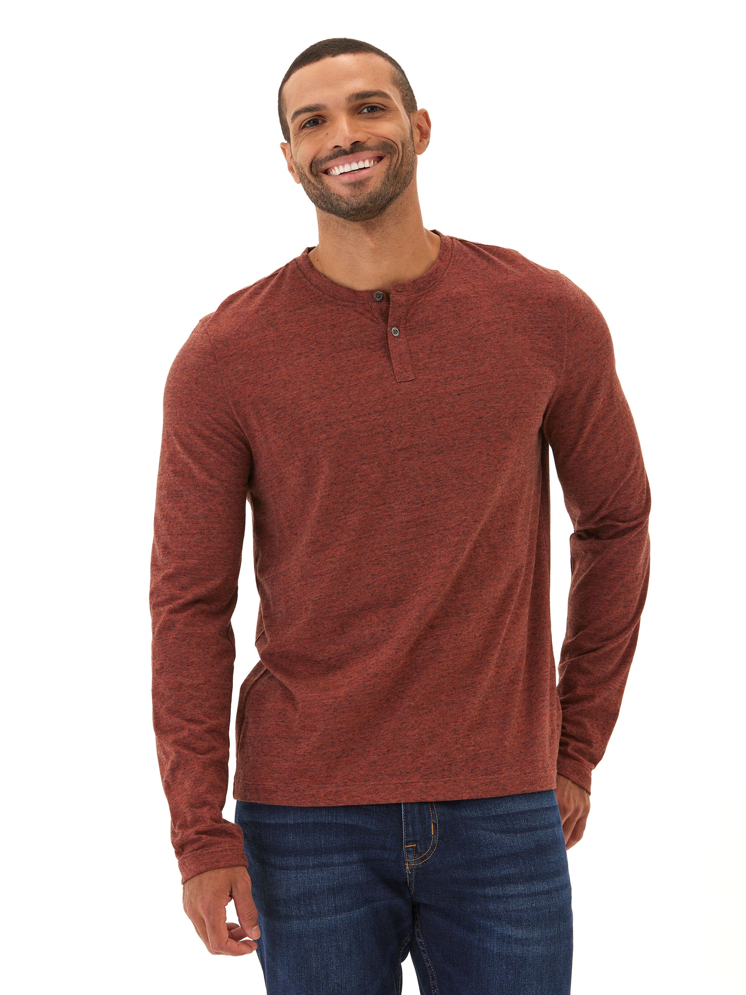 Braeden Black Fleck Long Sleeve Triblend Henley