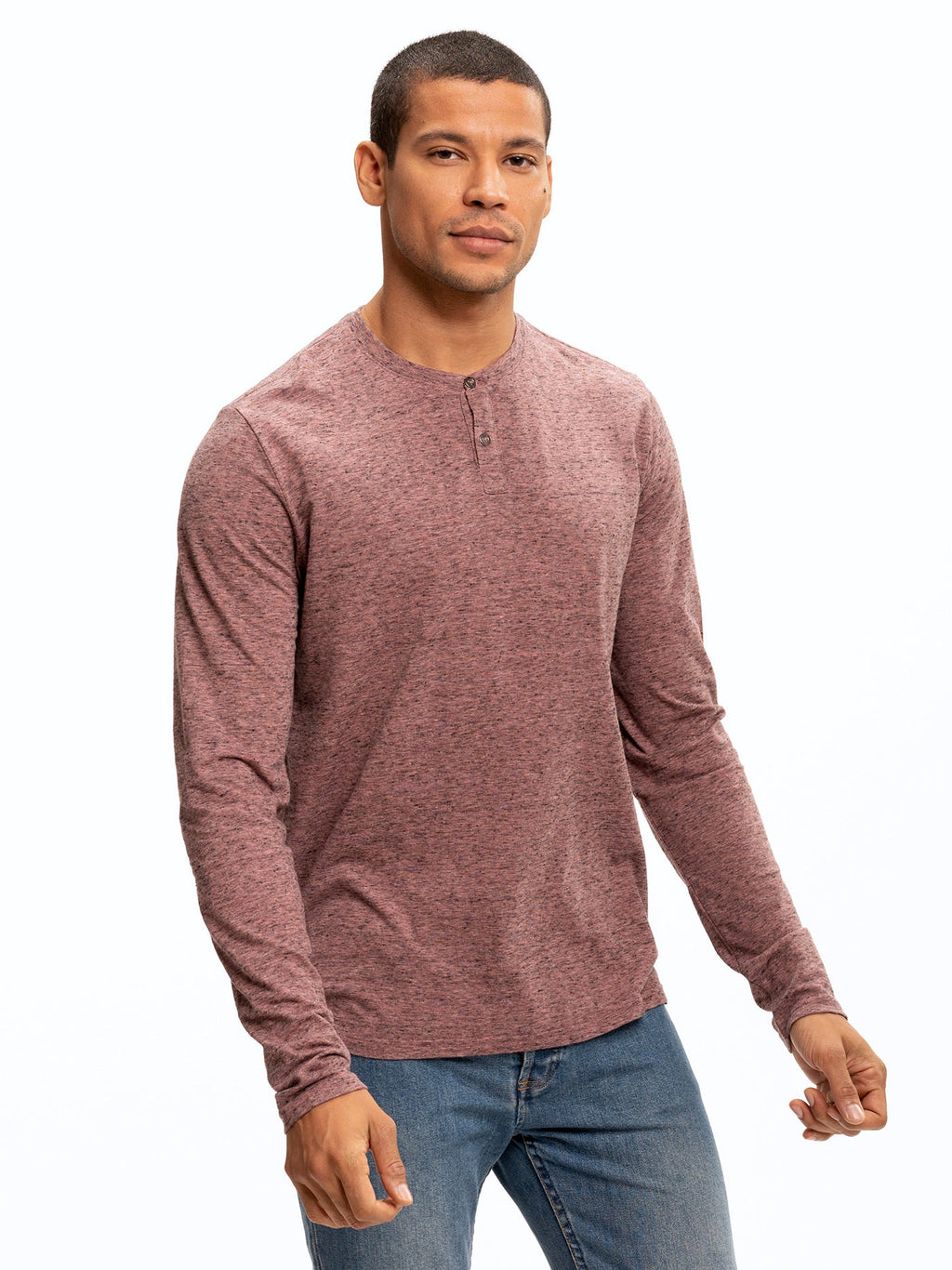 Braeden Black Fleck Long Sleeve Triblend Henley