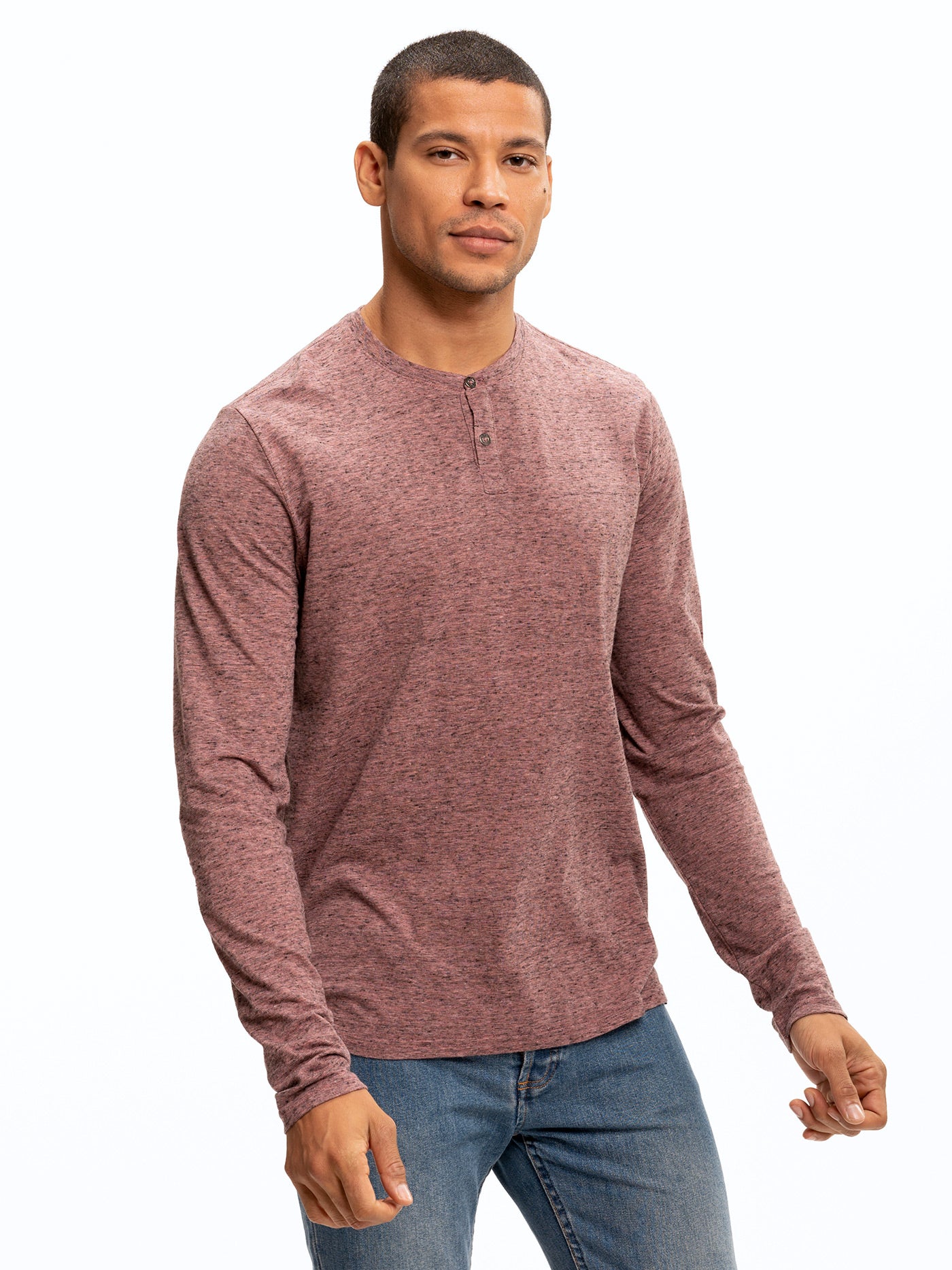 Braeden Black Fleck Long Sleeve Triblend Henley