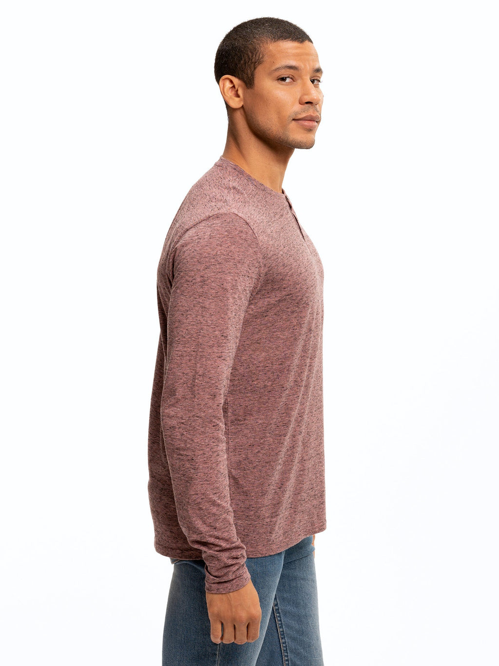 Braeden Black Fleck Long Sleeve Triblend Henley