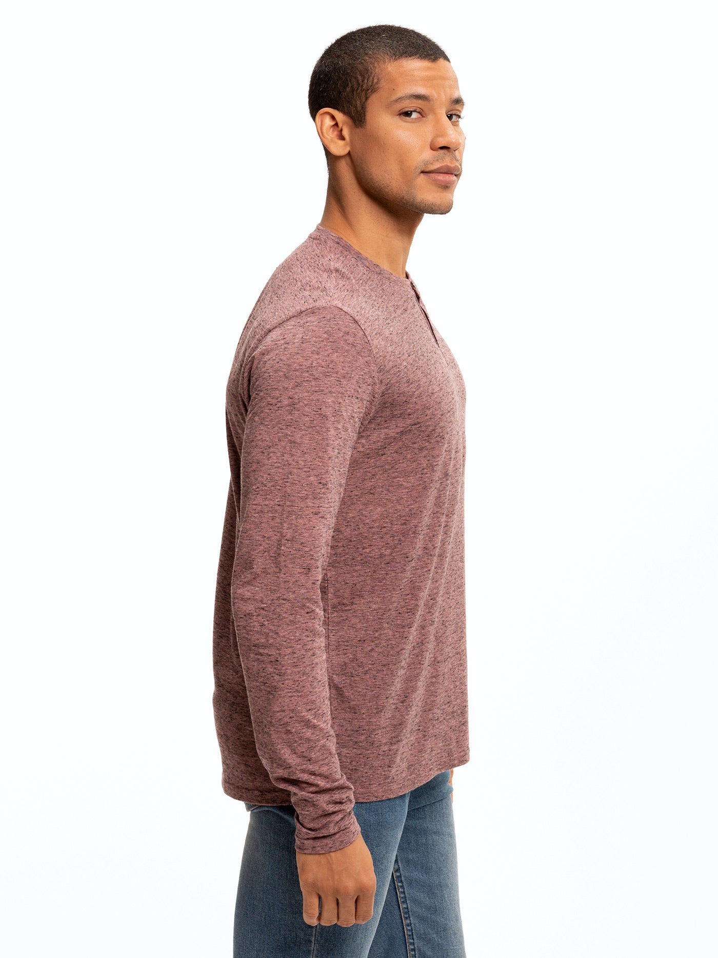 Braeden Black Fleck Long Sleeve Triblend Henley
