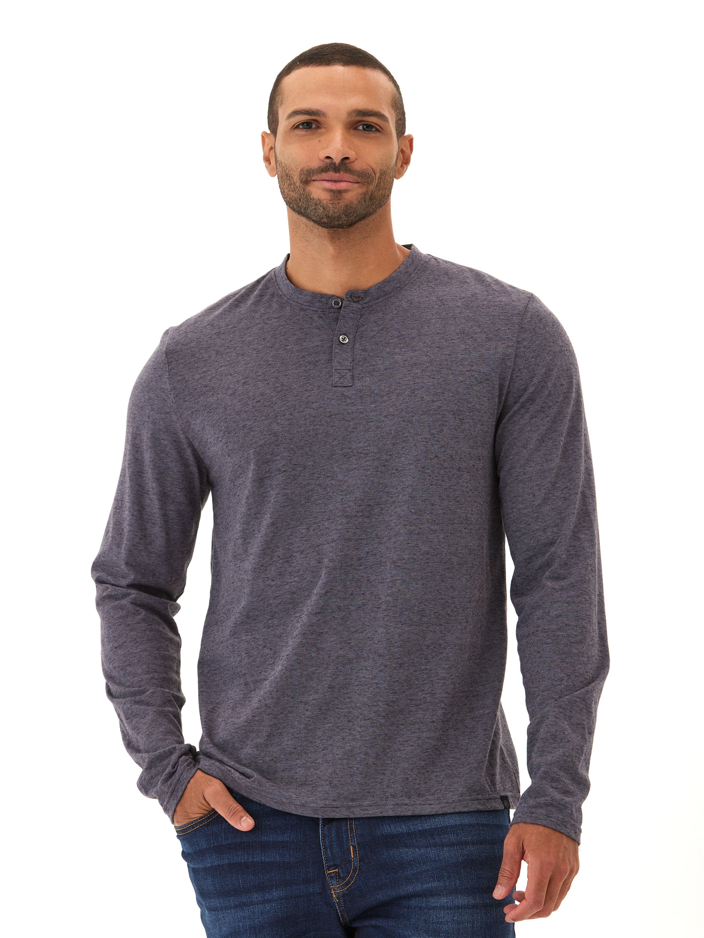 Braeden Black Fleck Long Sleeve Triblend Henley