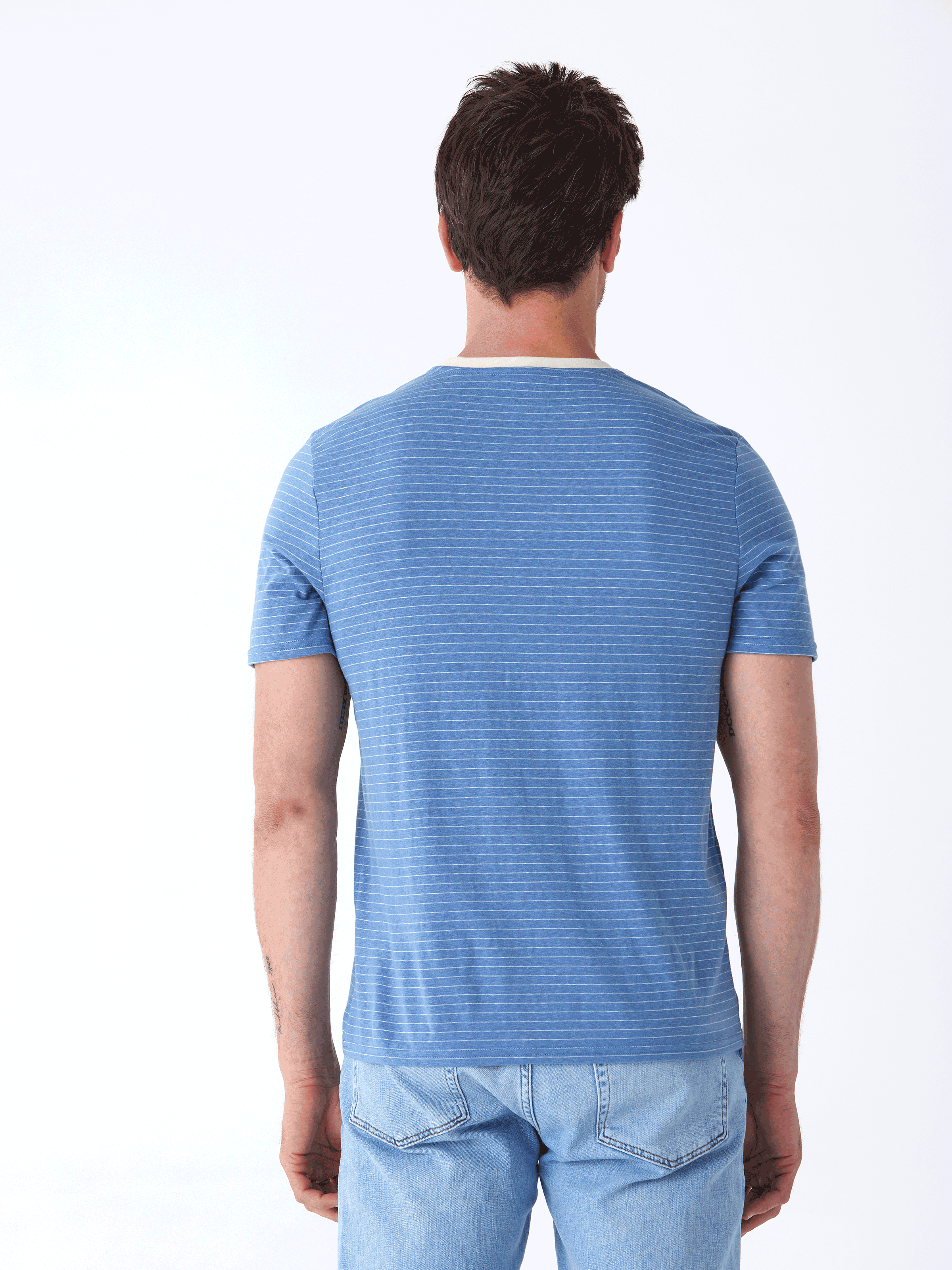 Stripe Triblend Jersey Crew Tee