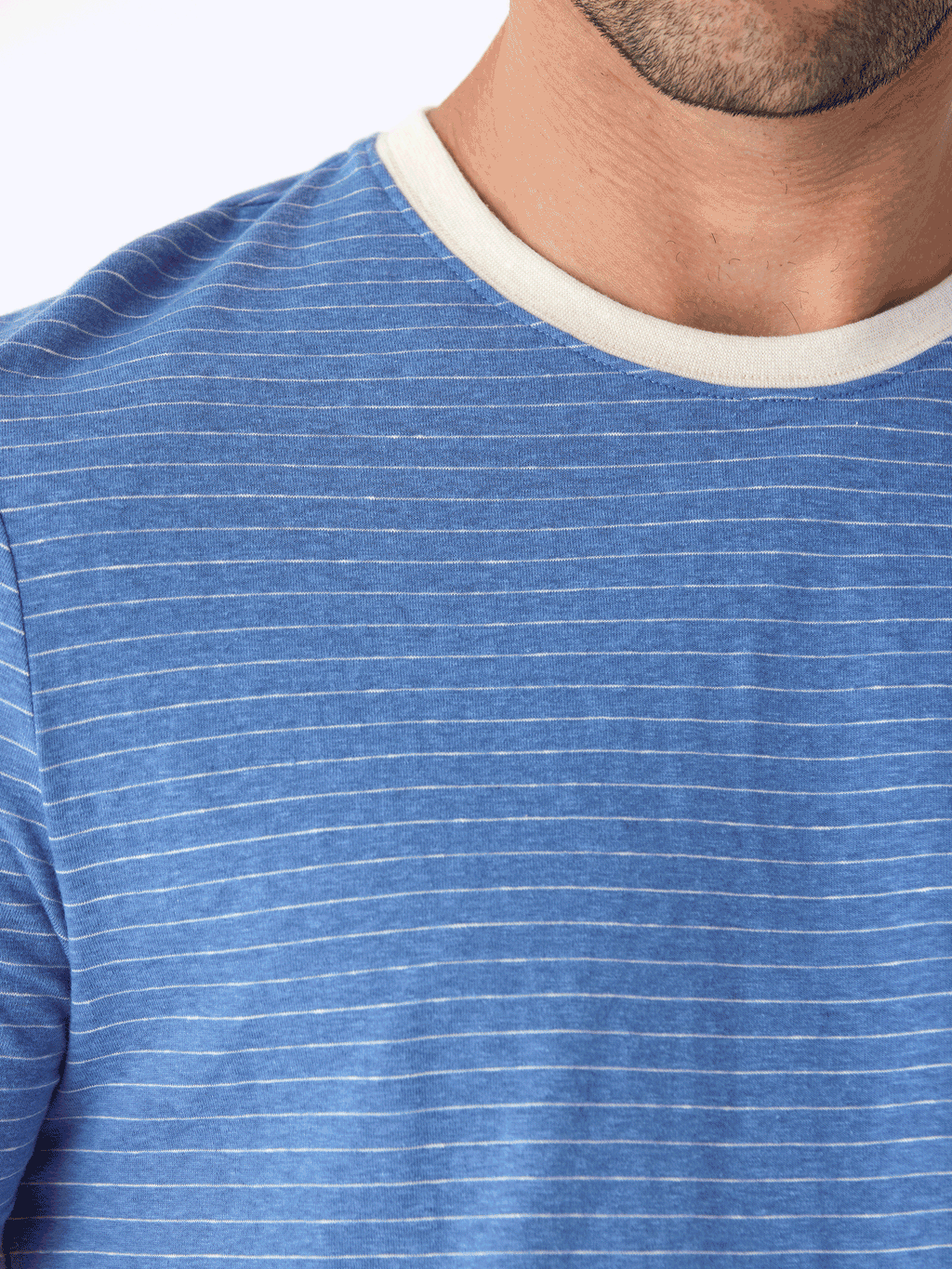 Stripe Triblend Jersey Crew Tee