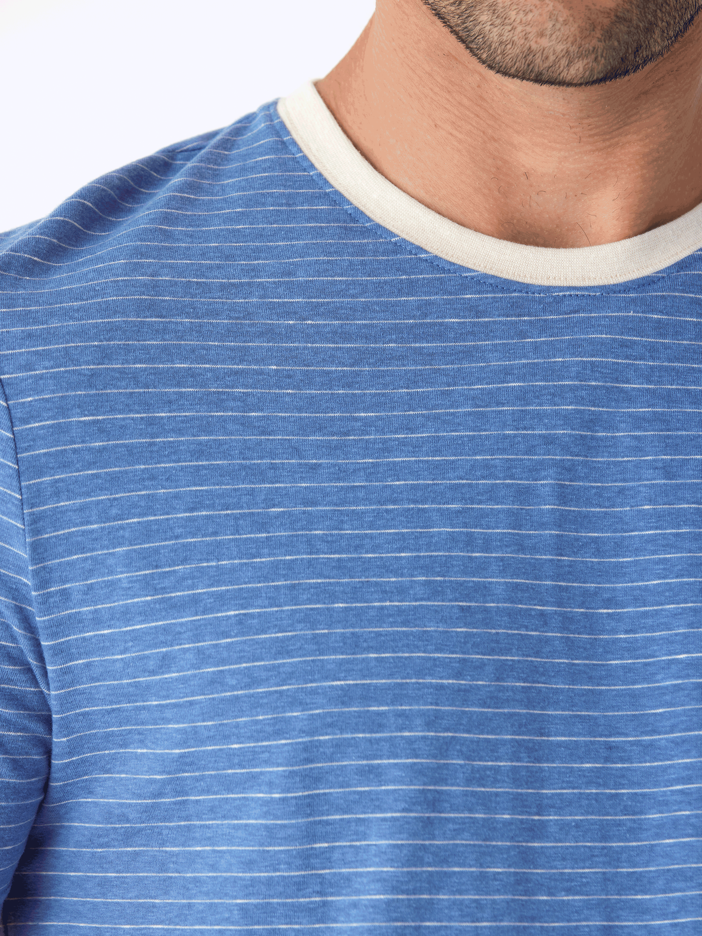 Stripe Triblend Jersey Crew Tee