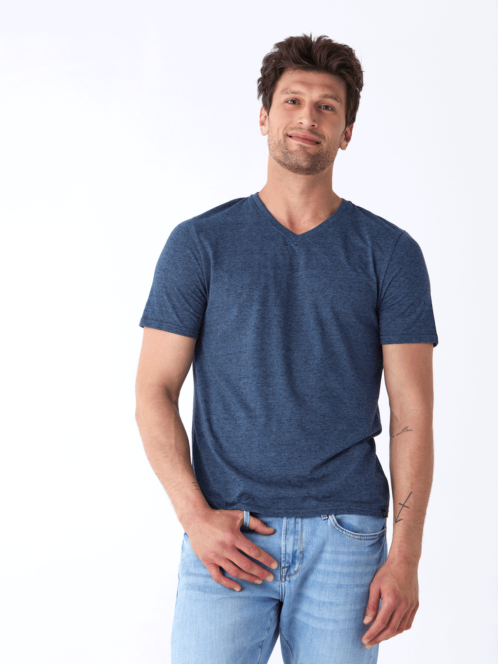Black Fleck Triblend V-Neck Tee