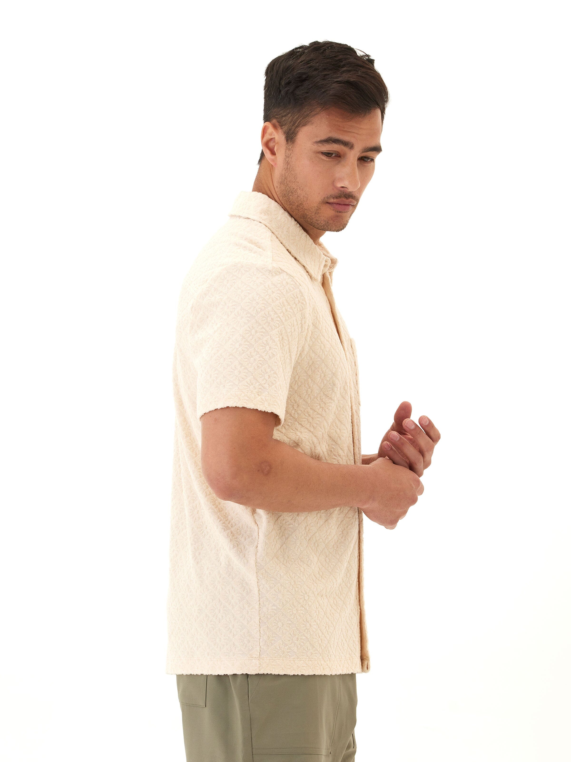 Paxton Jacquard Terry Button-Down Pocket Shirt