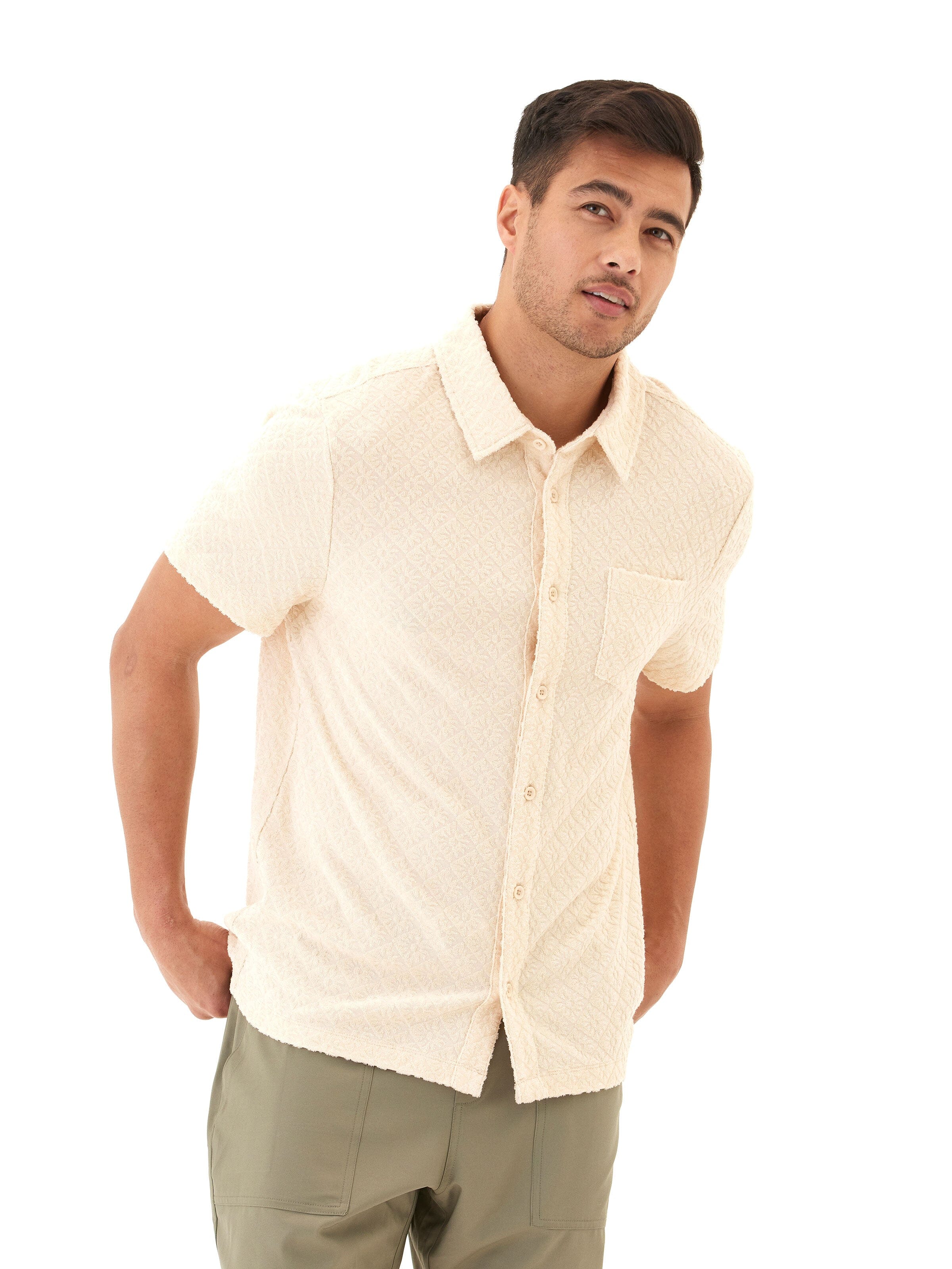 Paxton Jacquard Terry Button-Down Pocket Shirt