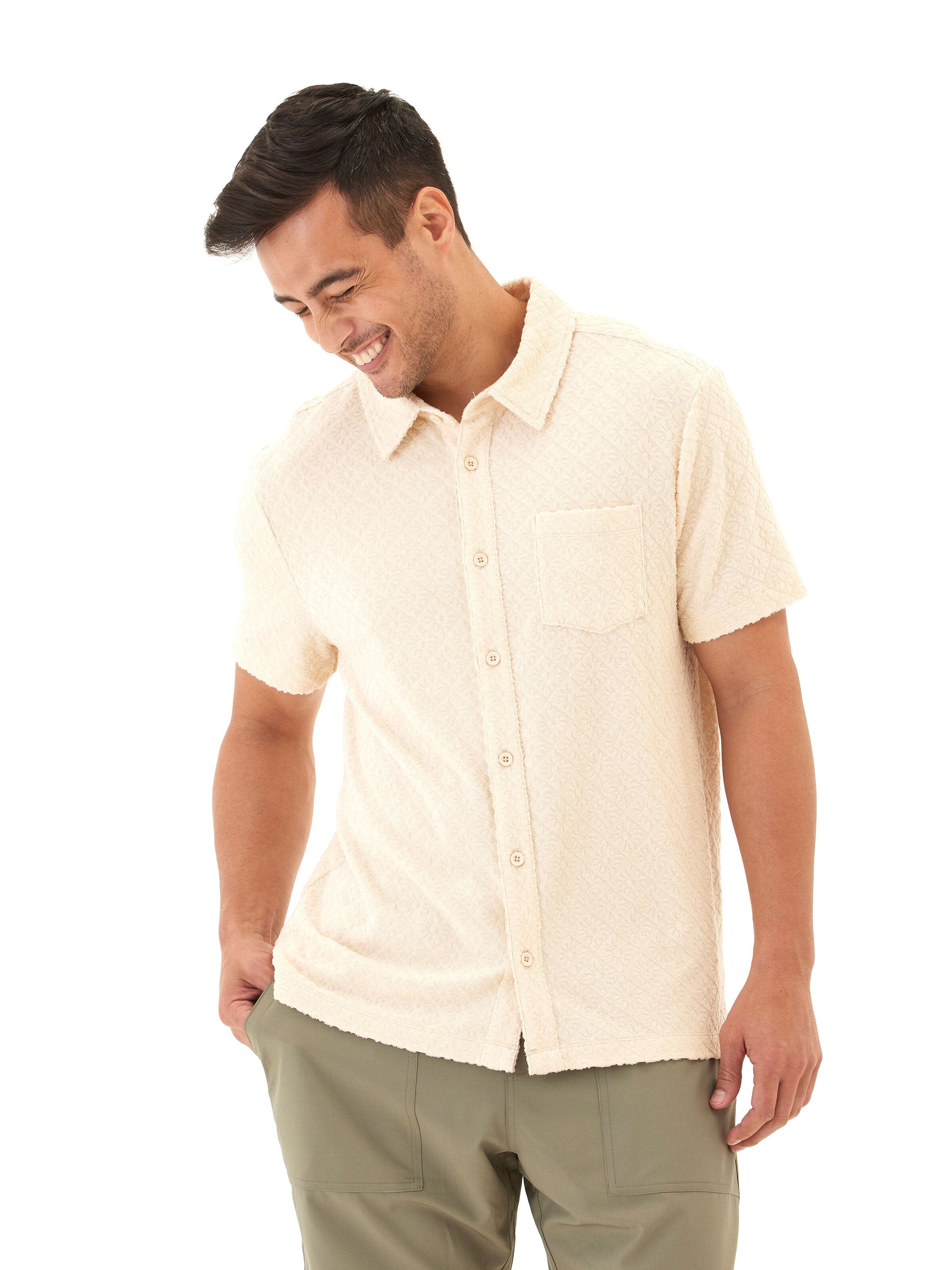 Paxton Jacquard Terry Button-Down Pocket Shirt