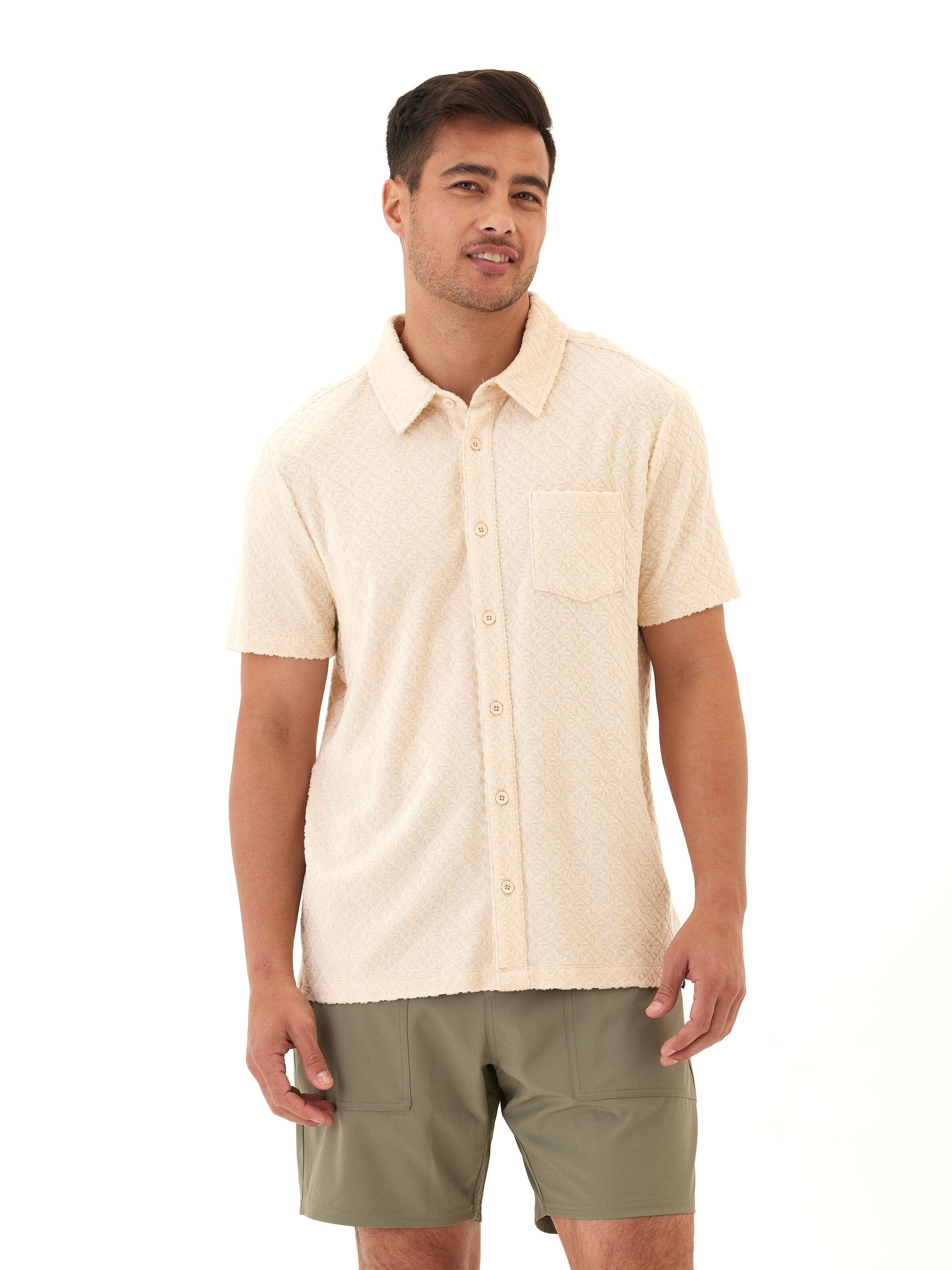 Paxton Jacquard Terry Button-Down Pocket Shirt