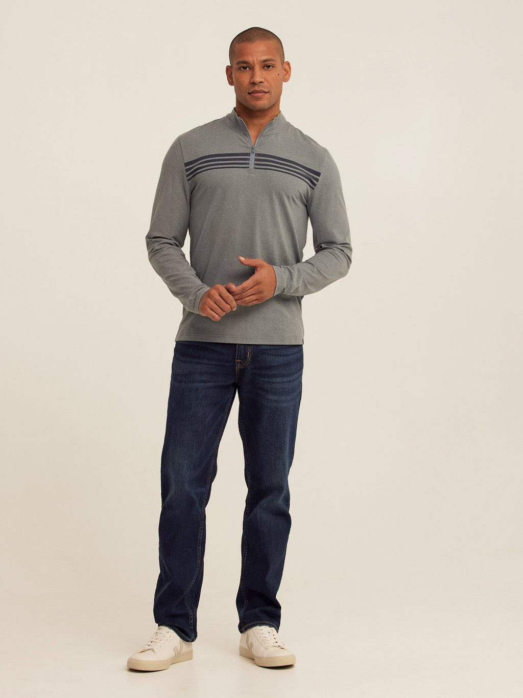 Kace Luxe Jersey Stripe Quarter Zip