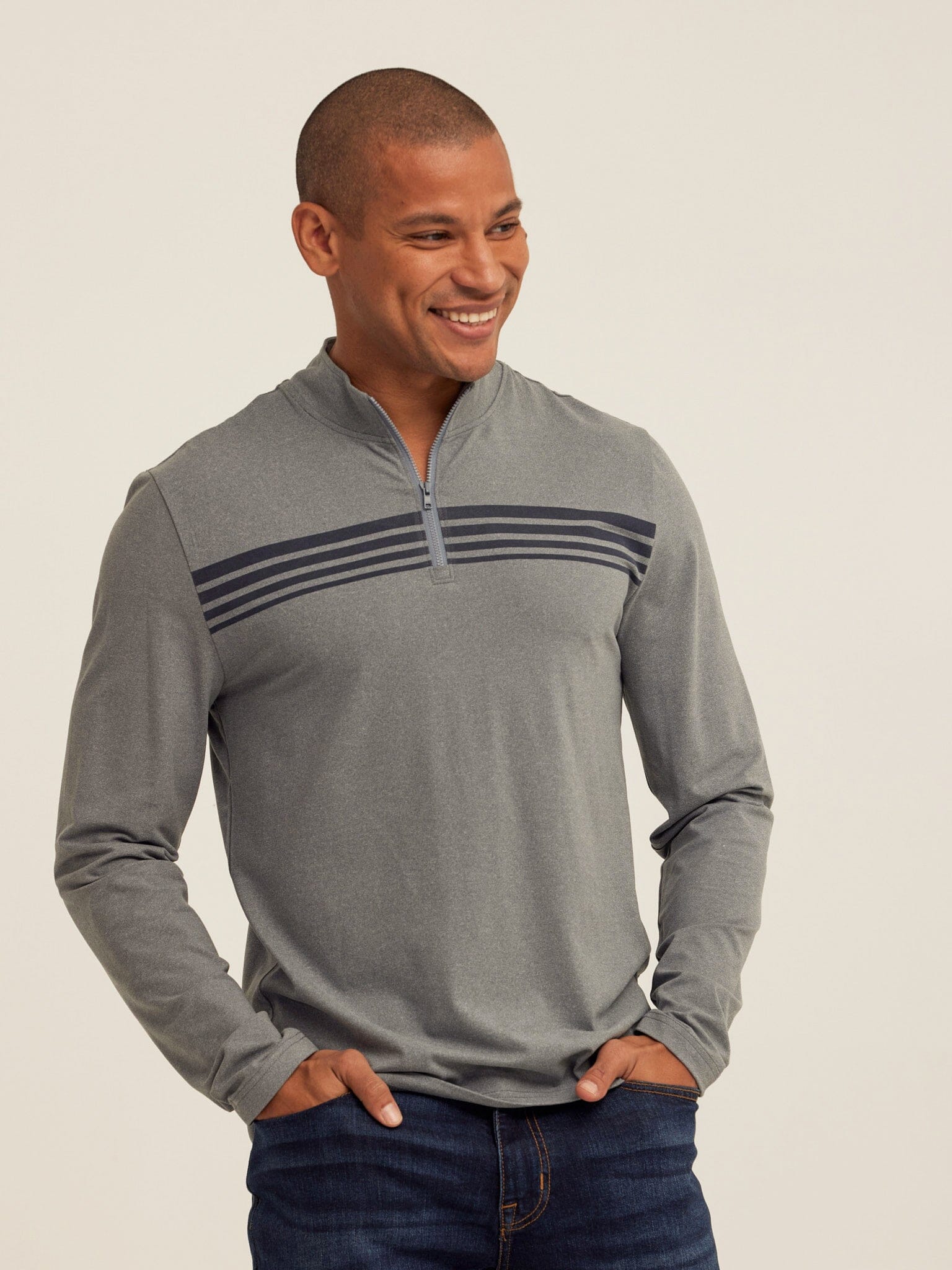Kace Luxe Jersey Stripe Quarter Zip