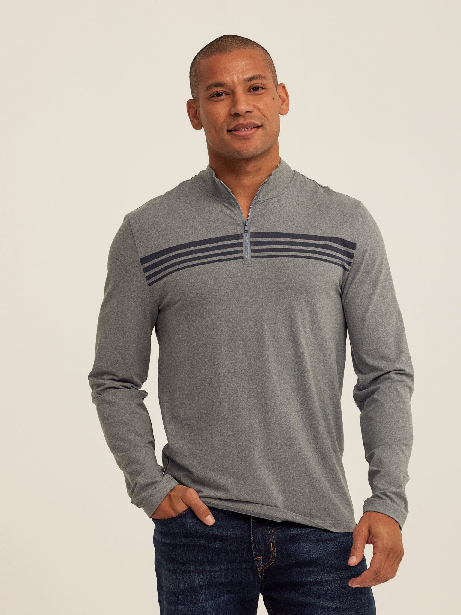 Kace Luxe Jersey Stripe Quarter Zip