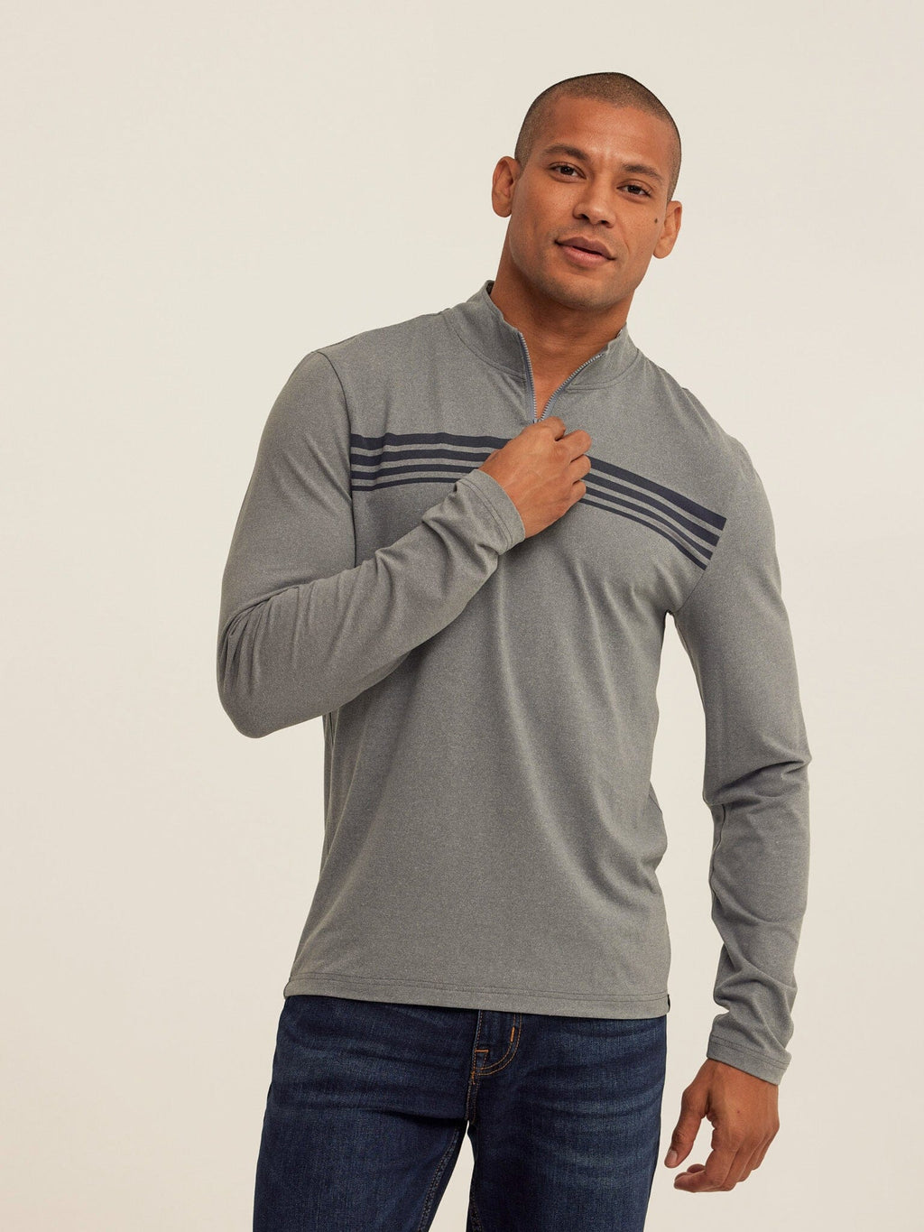Kace Luxe Jersey Stripe Quarter Zip
