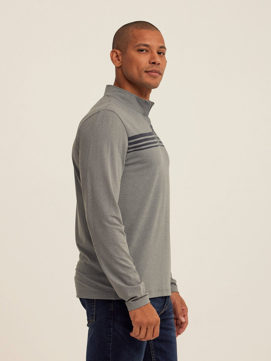 Kace Luxe Jersey Stripe Quarter Zip