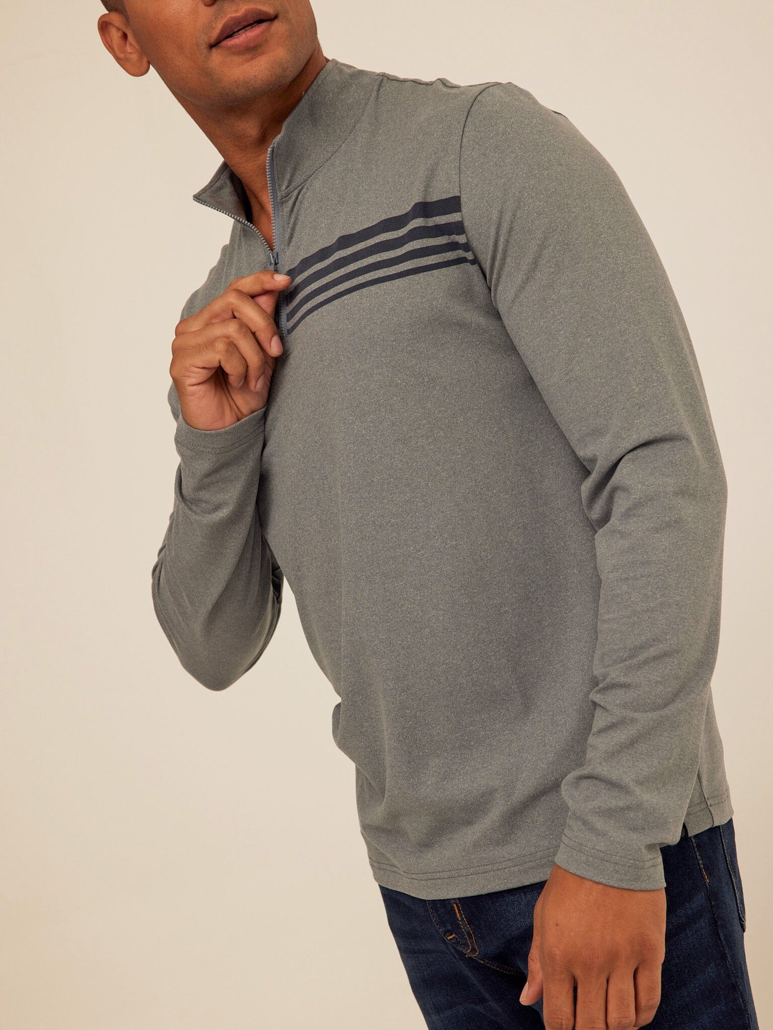 Kace Luxe Jersey Stripe Quarter Zip