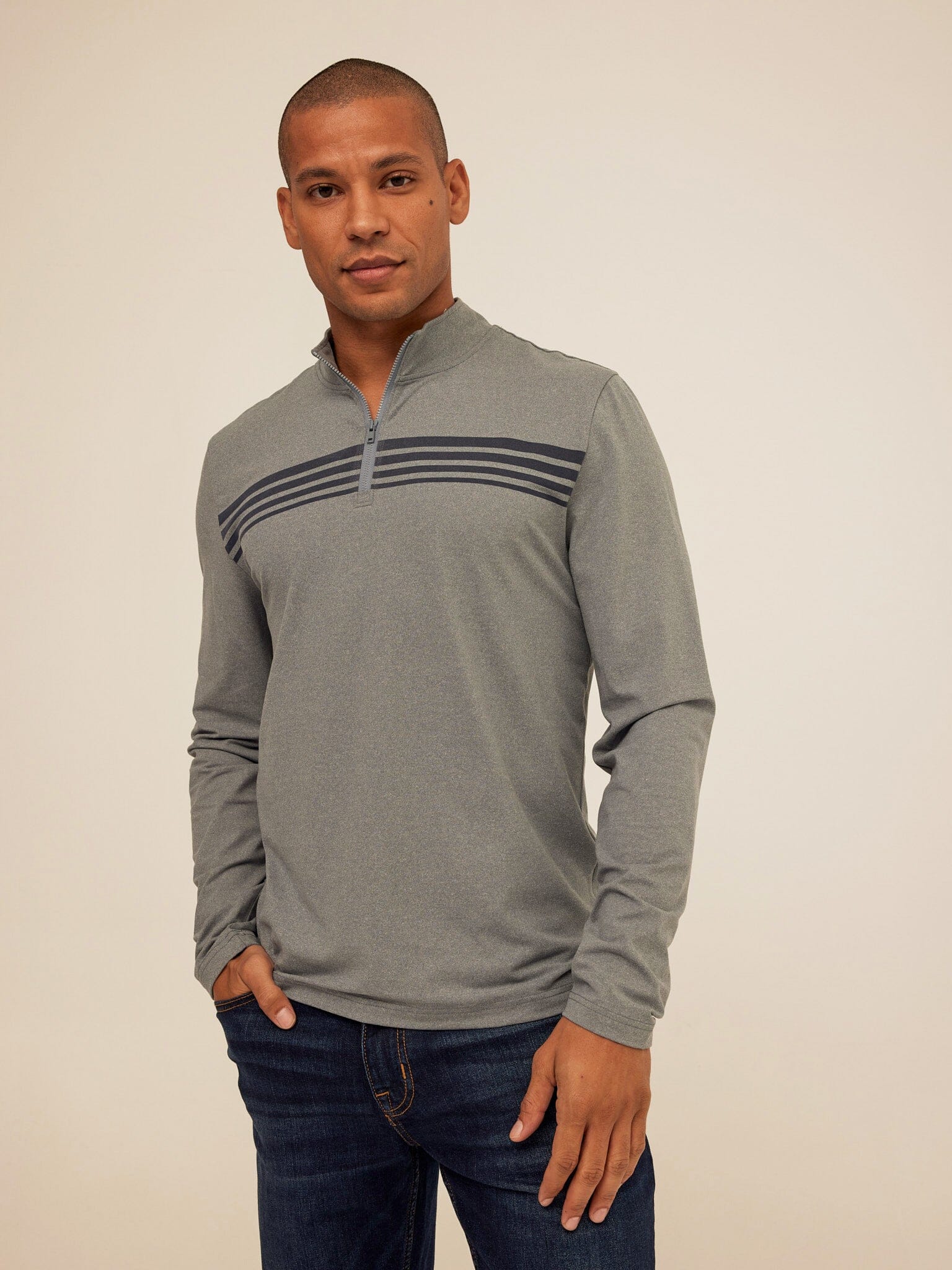 Kace Luxe Jersey Stripe Quarter Zip