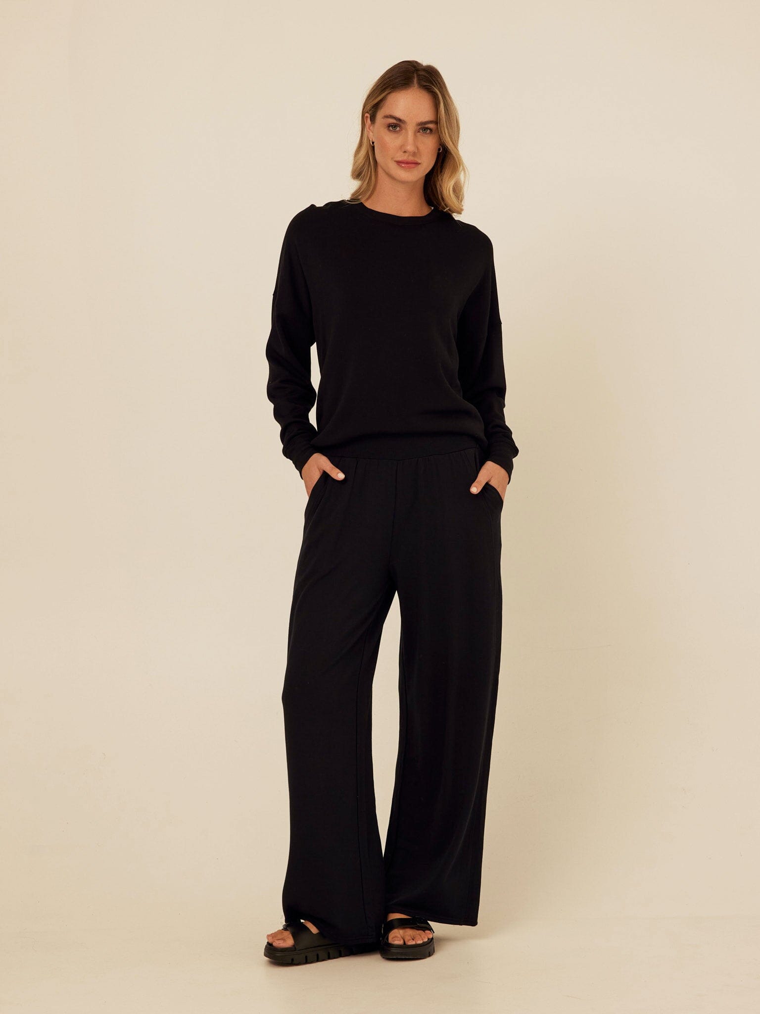 Esmeralda Feather Fleece Wide Leg Pant