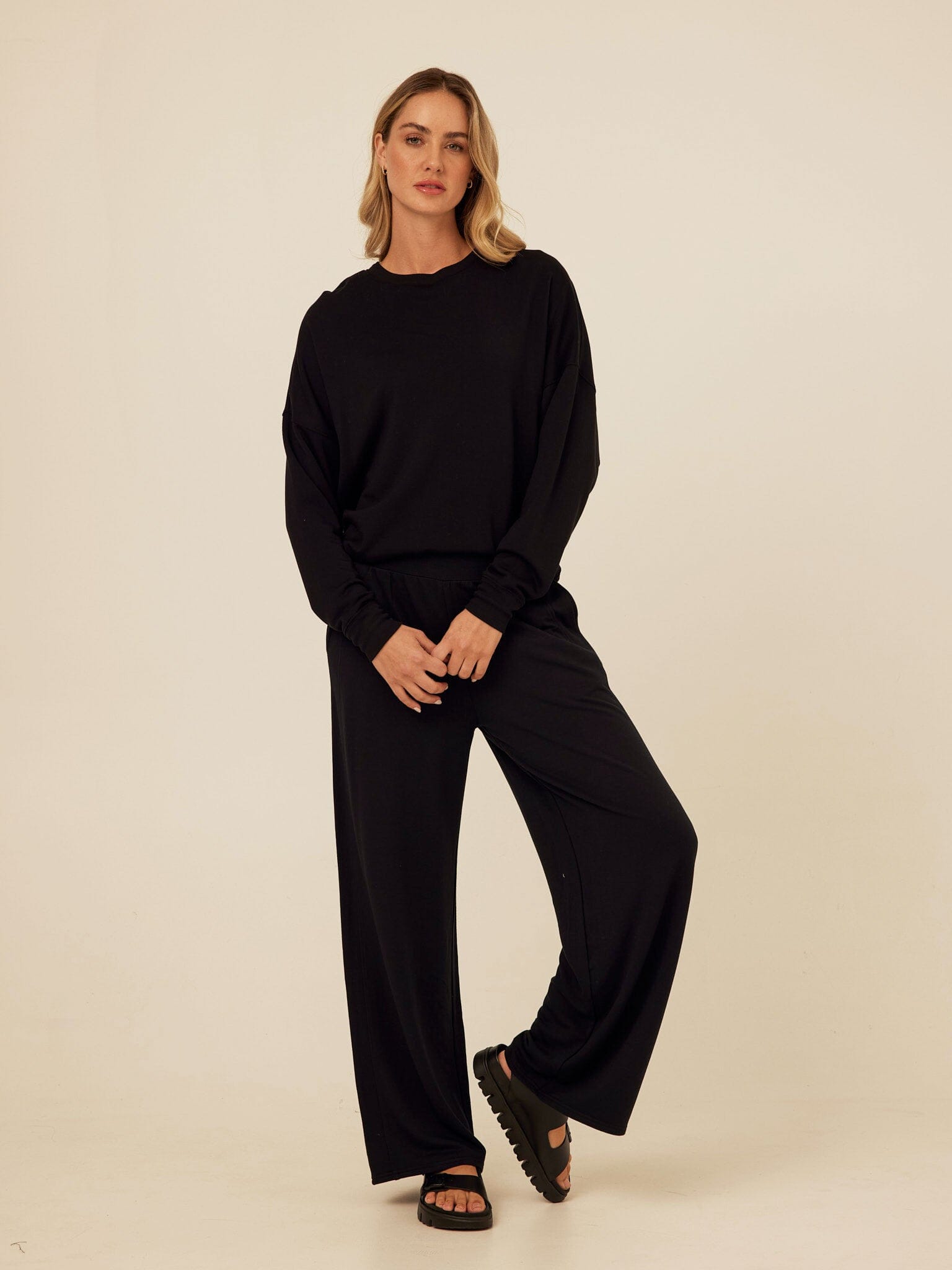 Esmeralda Feather Fleece Wide Leg Pant