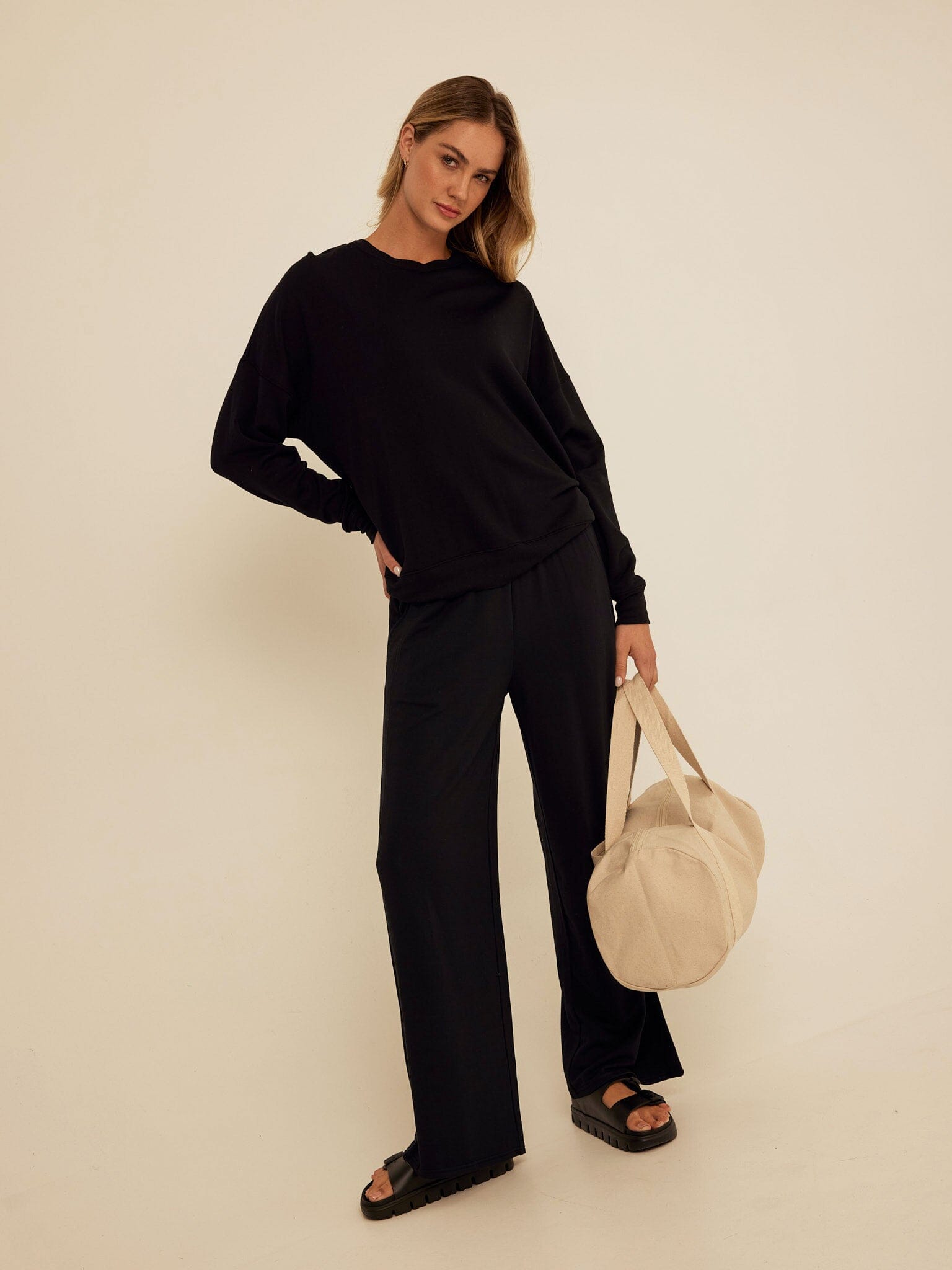 Esmeralda Feather Fleece Wide Leg Pant