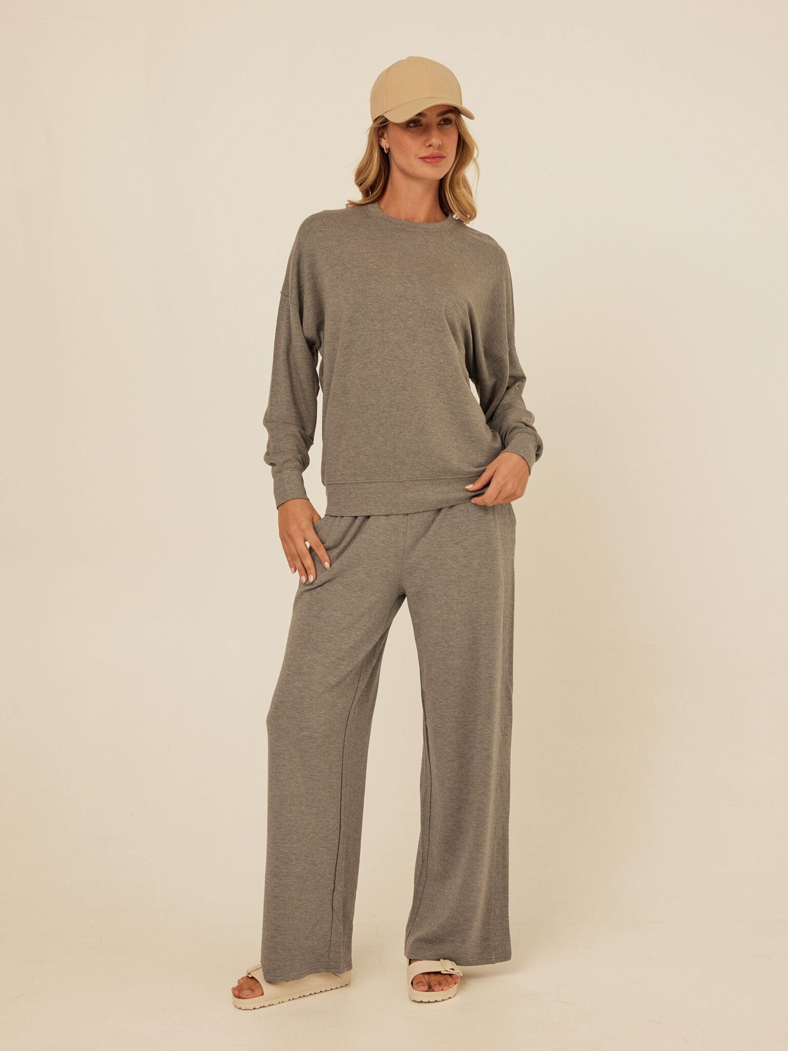 Esmeralda Feather Fleece Wide Leg Pant
