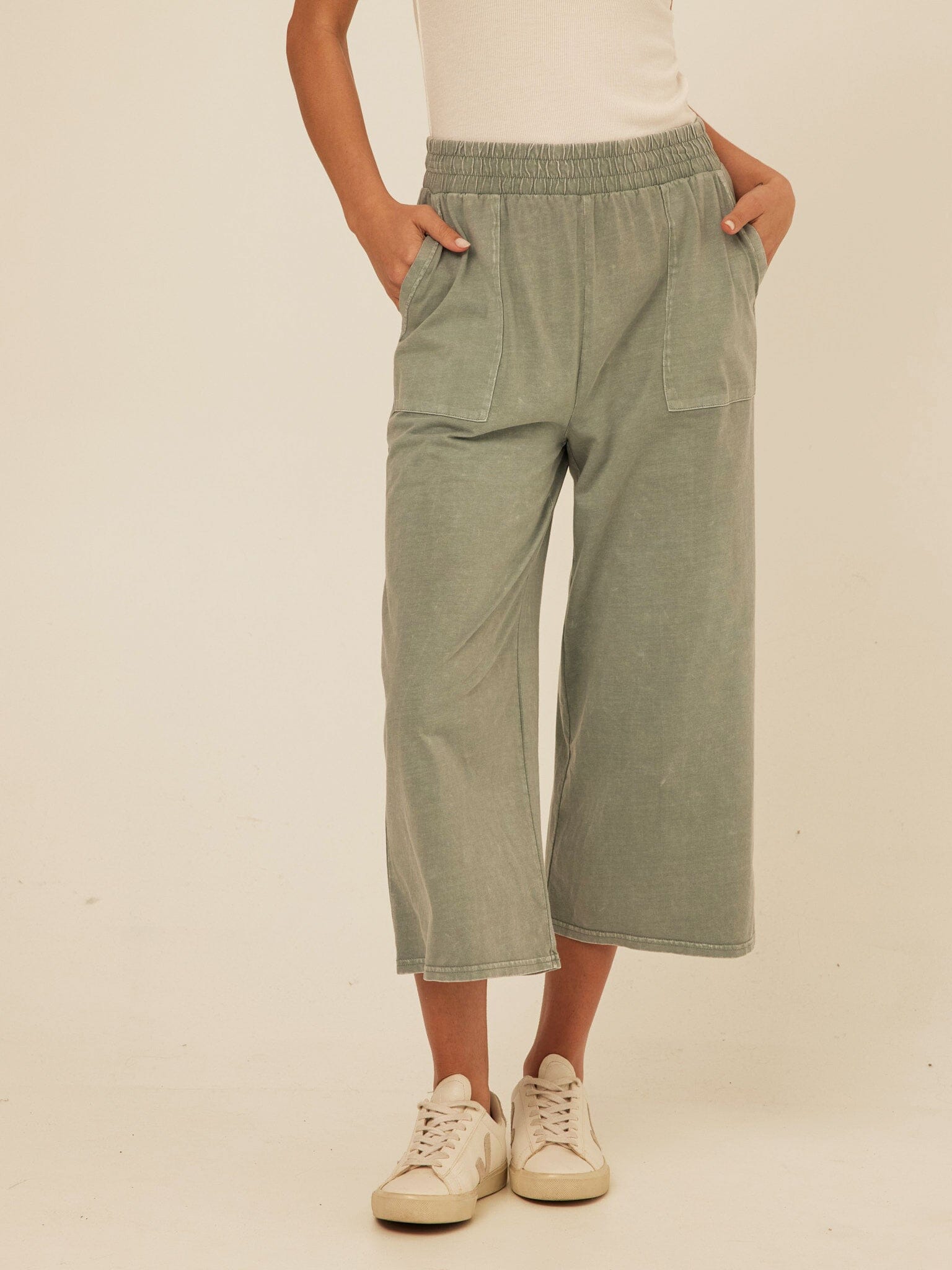 Alva Mineral Wash Eco Jersey Wide Leg Capri Pant