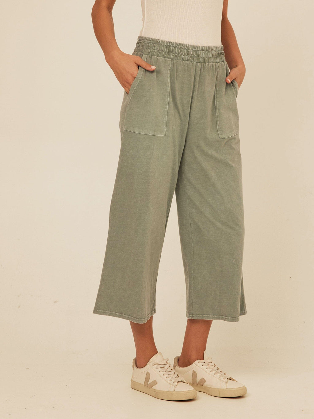 Alva Mineral Wash Eco Jersey Wide Leg Capri Pant