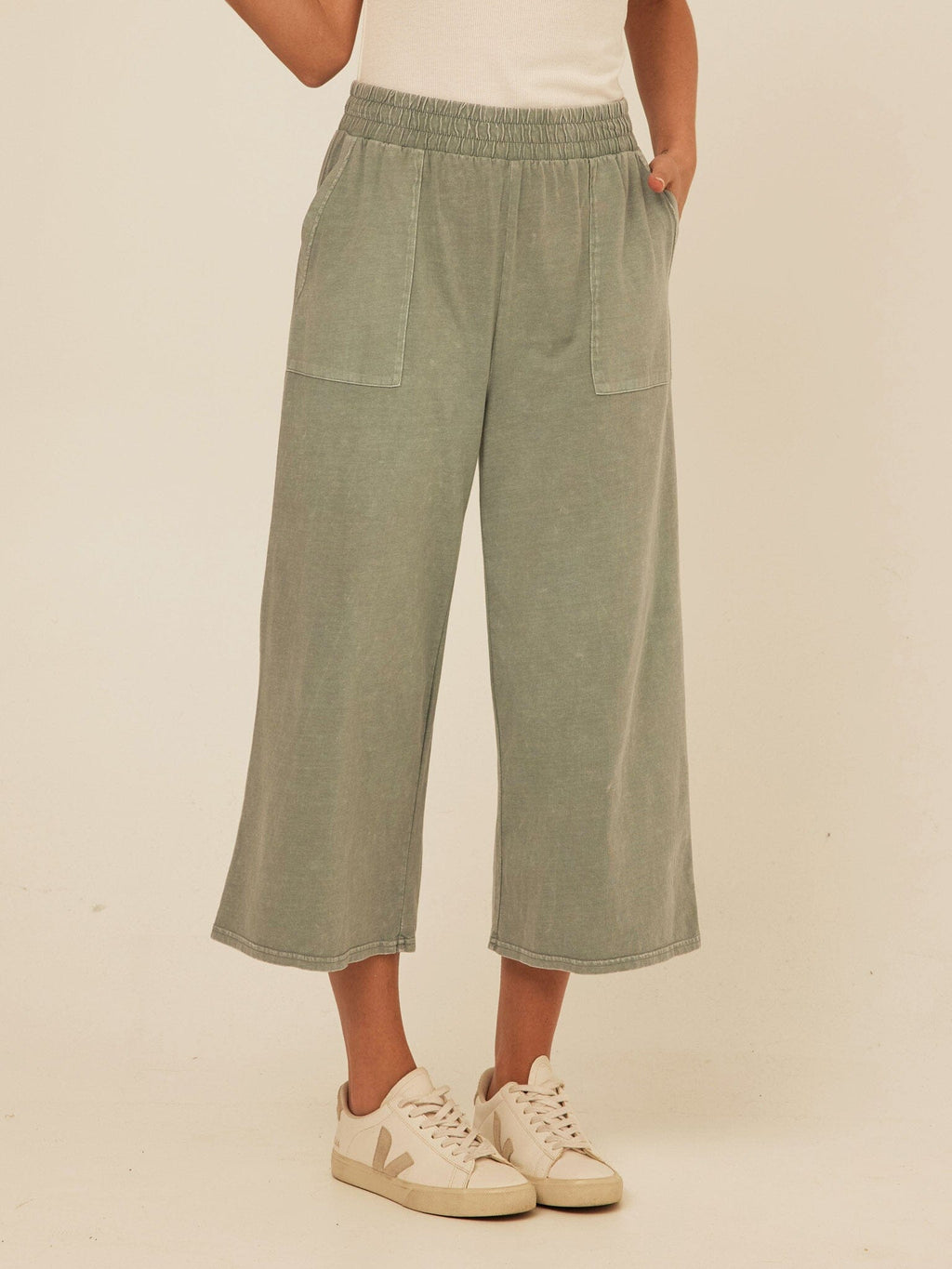 Alva Mineral Wash Eco Jersey Wide Leg Capri Pant