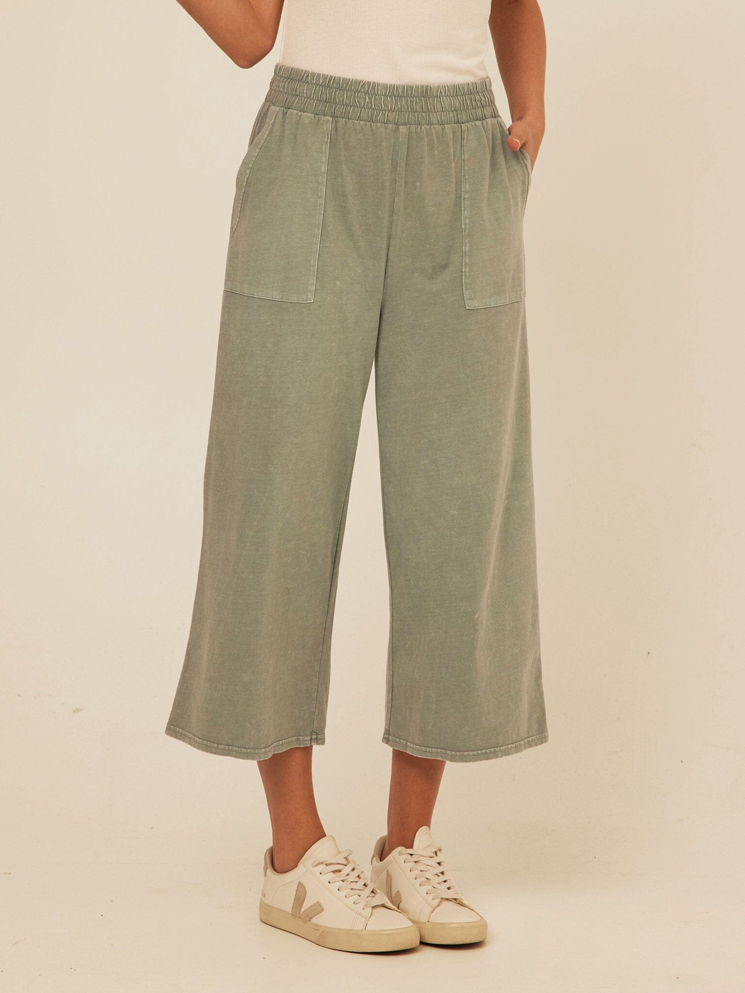 Alva Mineral Wash Eco Jersey Wide Leg Capri Pant
