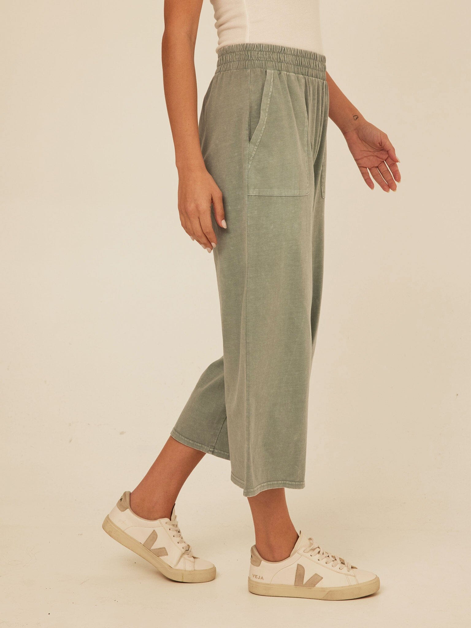 Alva Mineral Wash Eco Jersey Wide Leg Capri Pant
