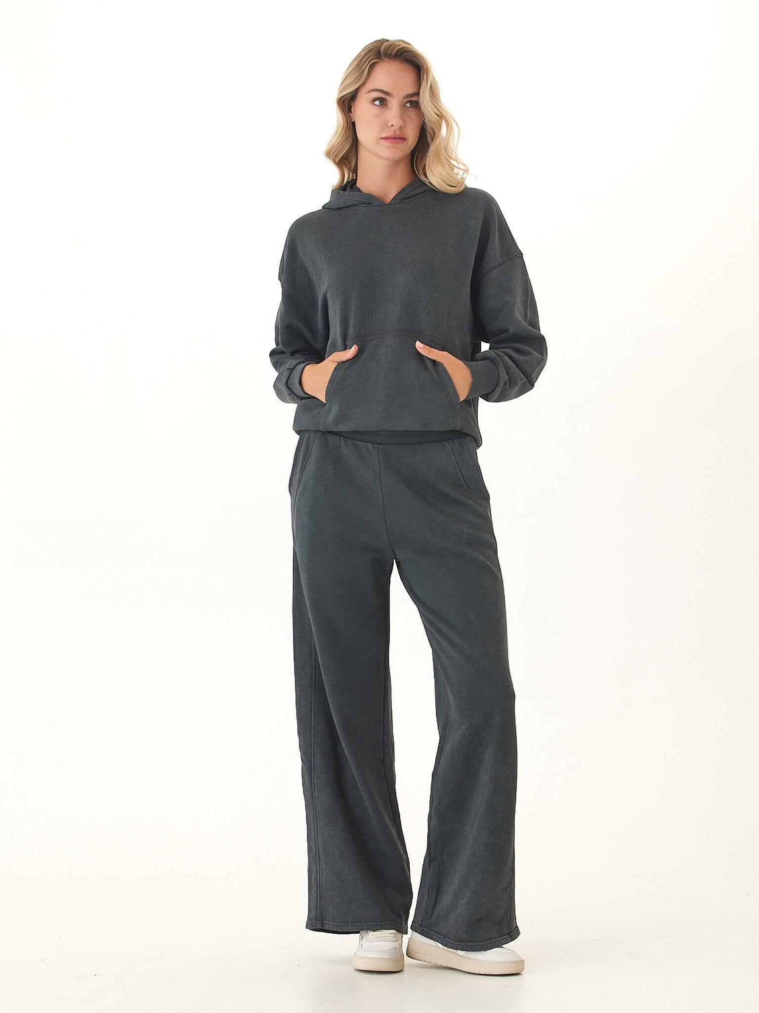 Esmeralda Mineral Wash Cotton Terry Wide Leg Pant