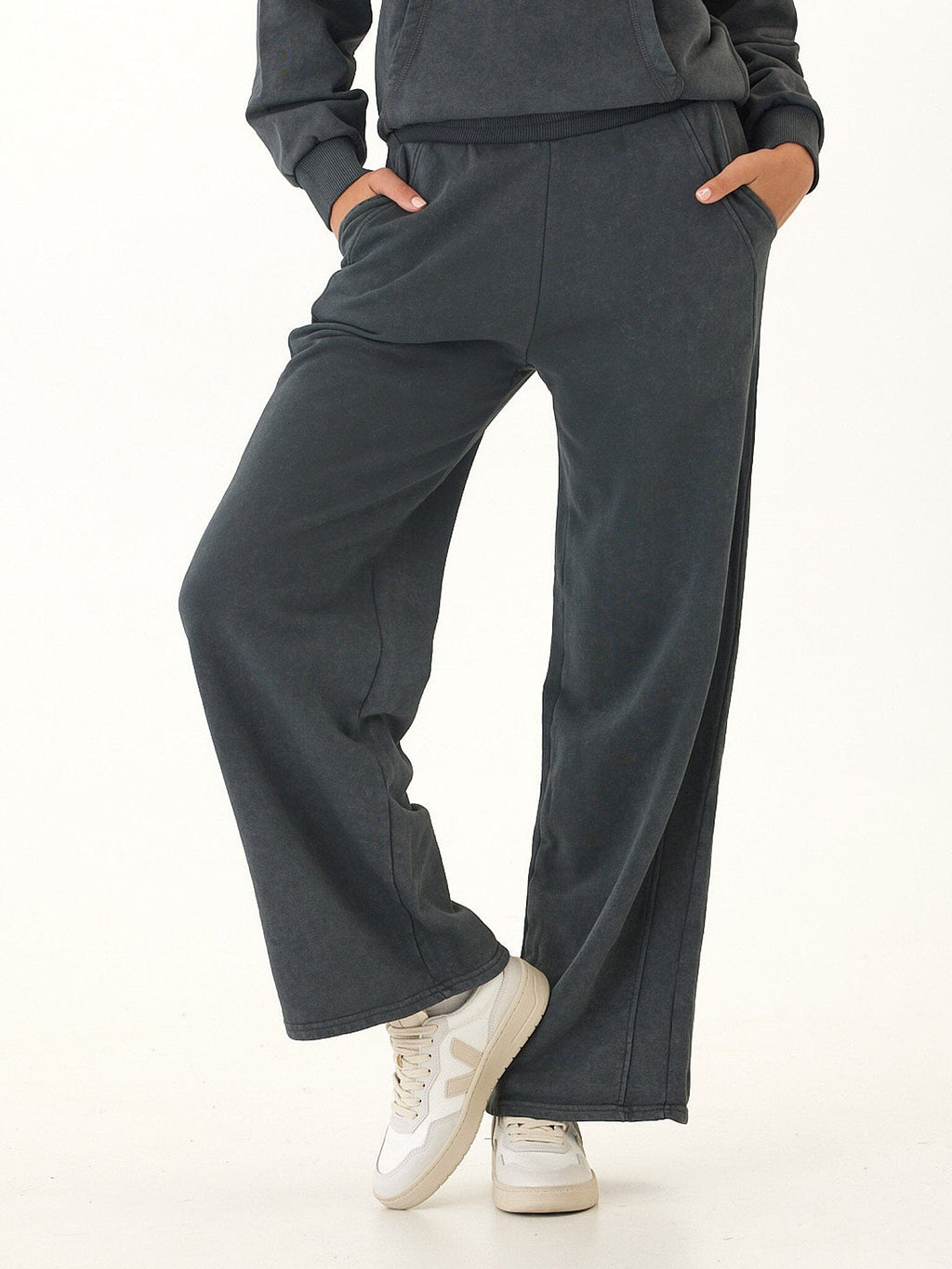 Esmeralda Mineral Wash Cotton Terry Wide Leg Pant