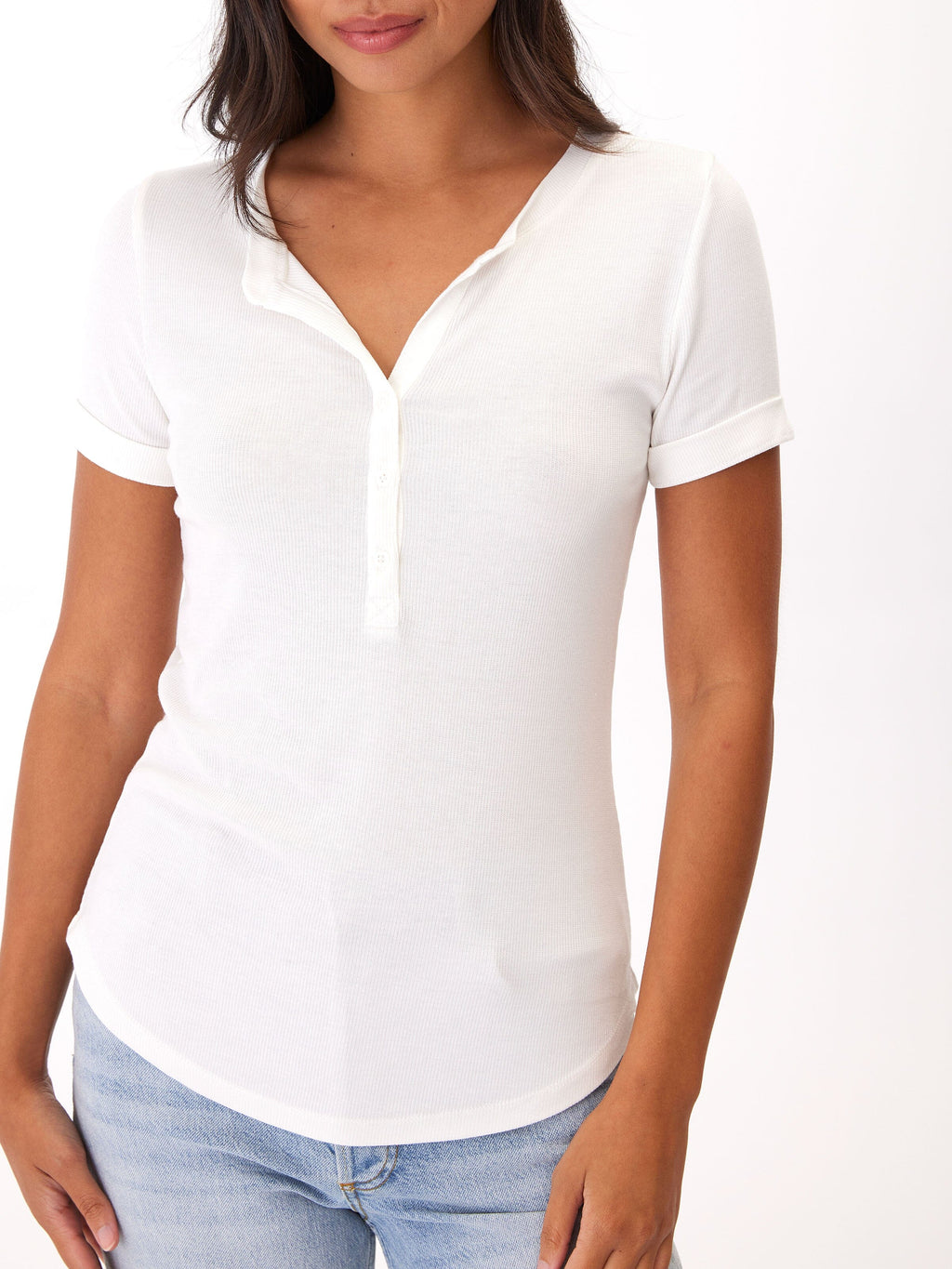 Akia Feather Rib Henley Tee