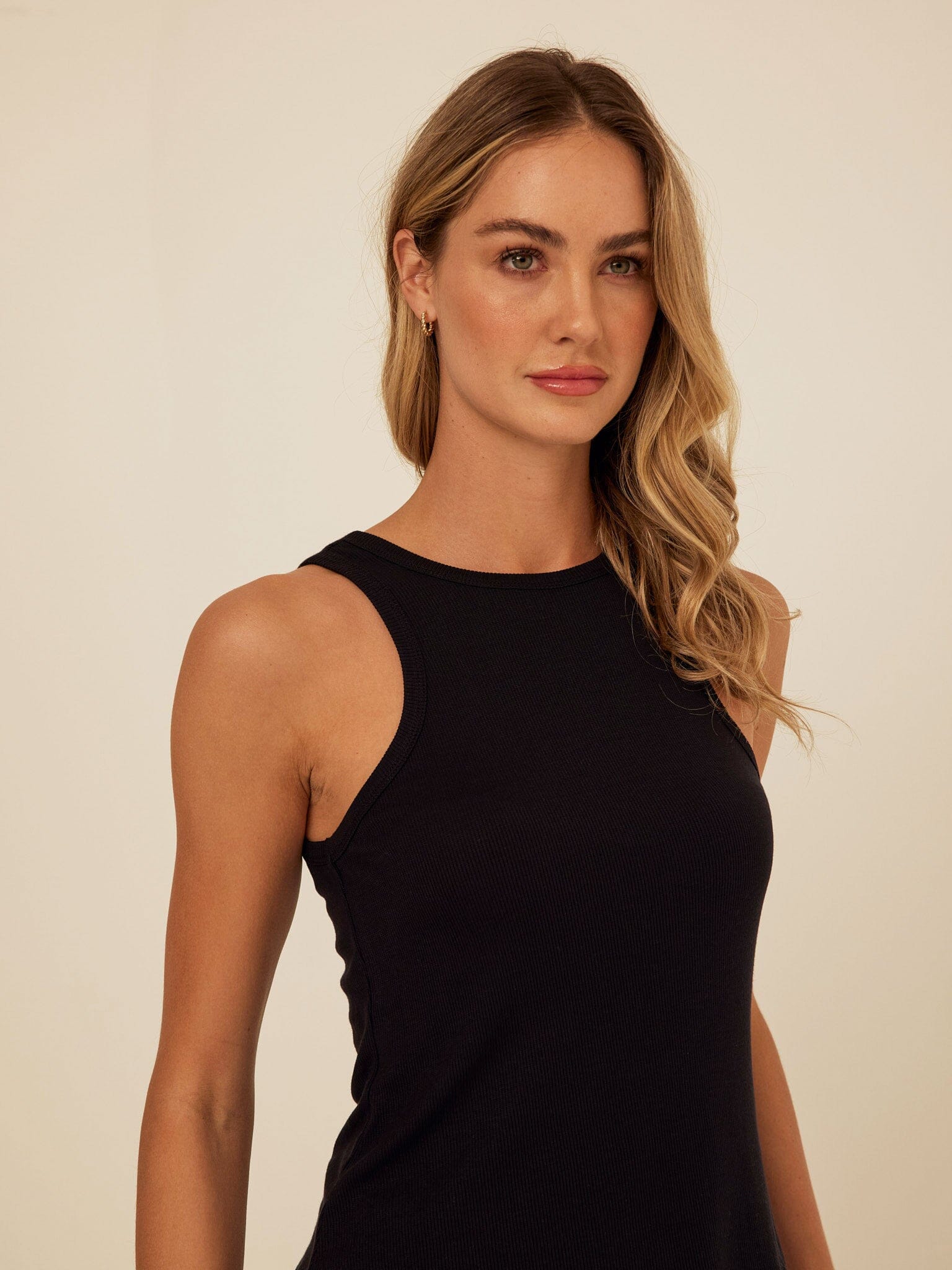 Bailey Feather Rib High Neck Tank