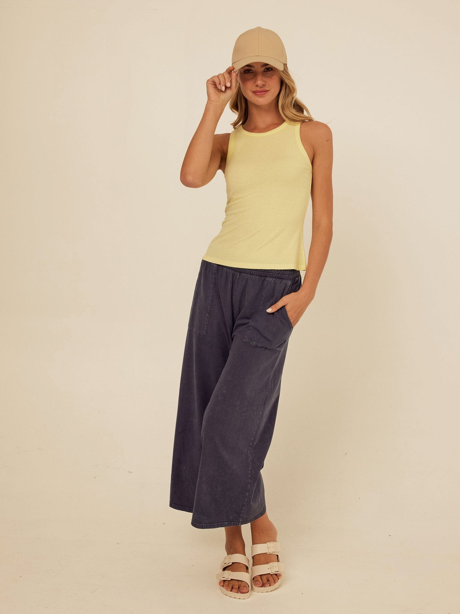 Bailey Feather Rib High Neck Tank